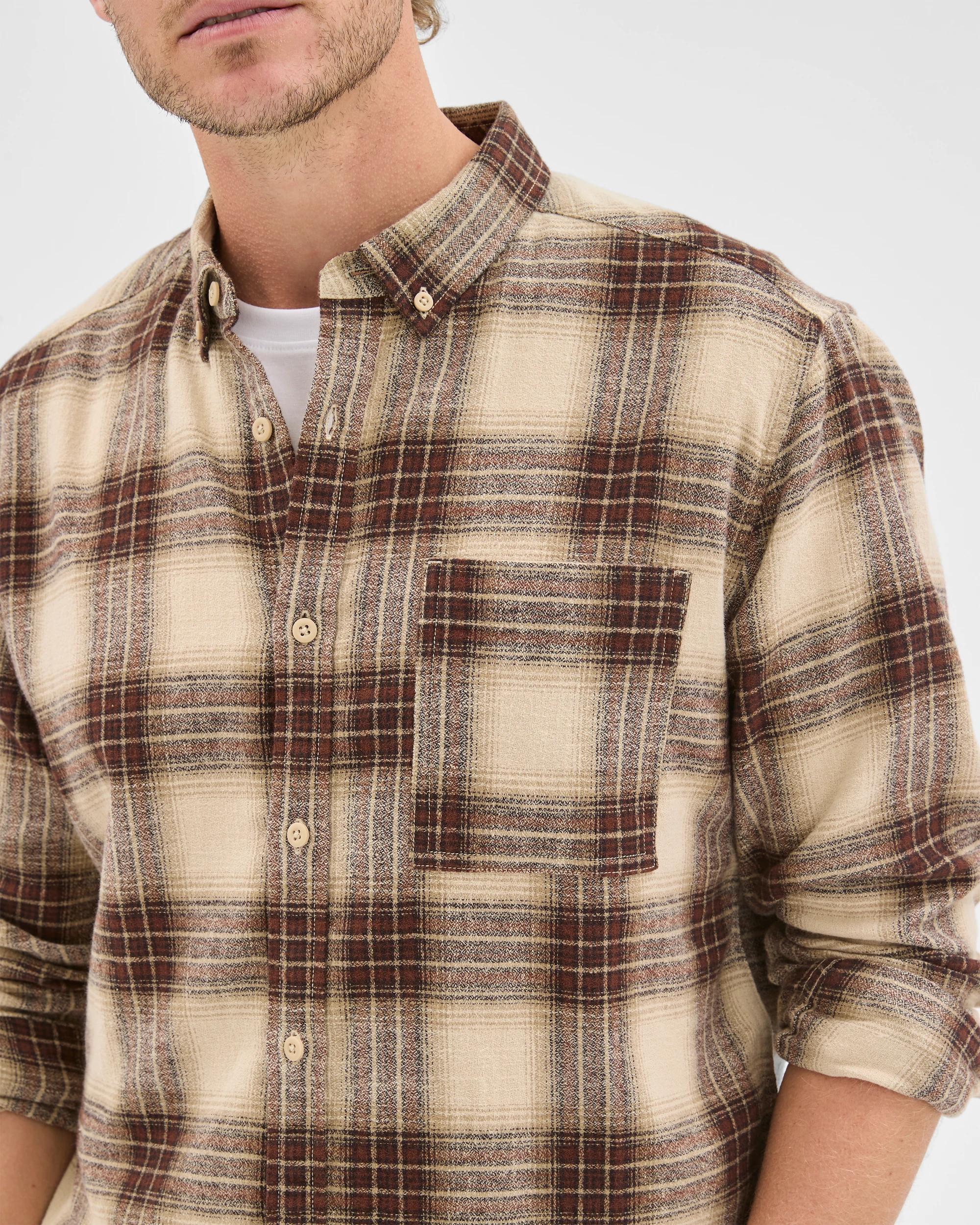 6 Target Man Long Sleeve Brushed Check Shirt ECRU, 6 of 7