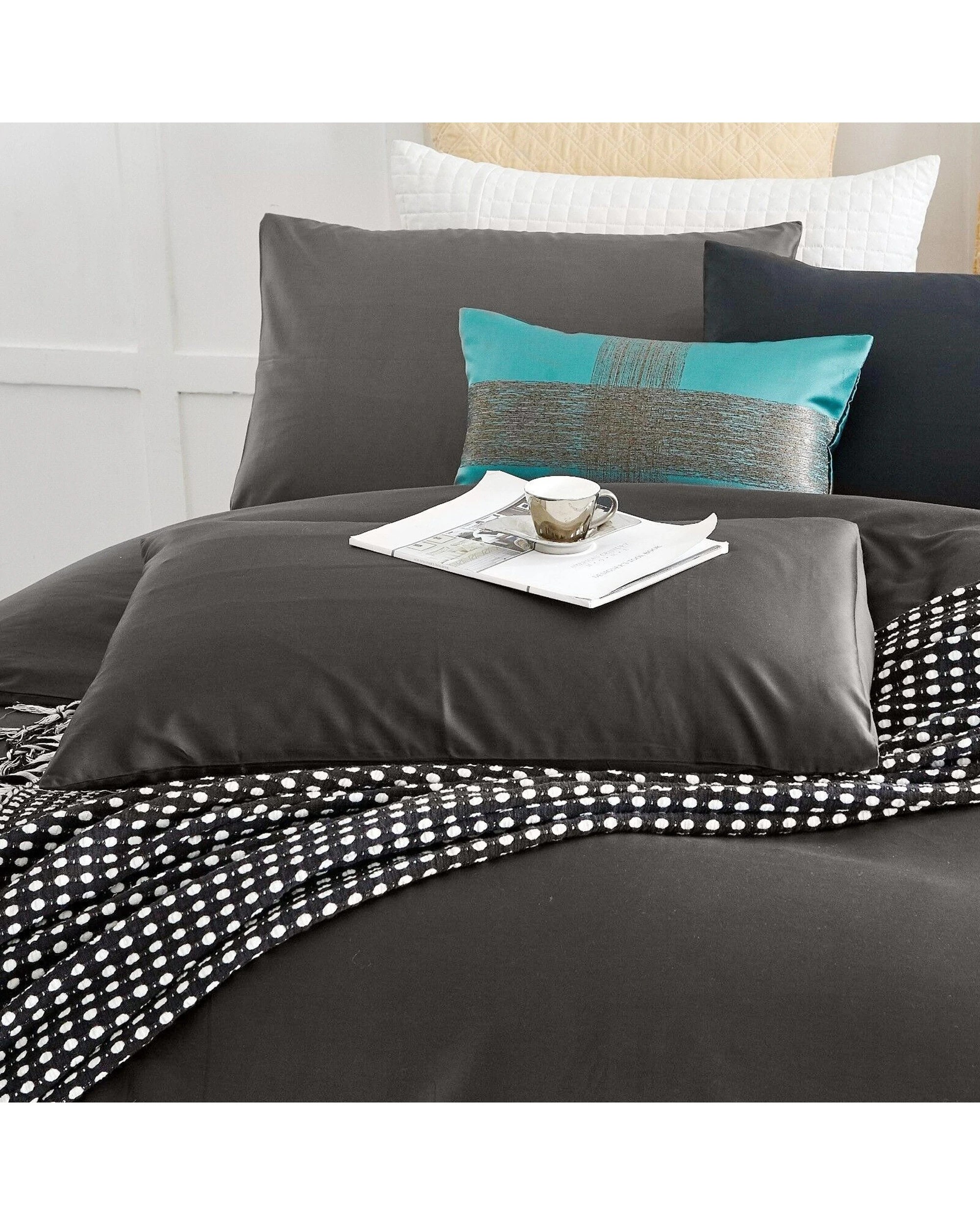 2 Cotton More 2pc 100% Cotton 650TC Sateen Pillowcase Set 48x73cm Dark - Grey, 2 of 4