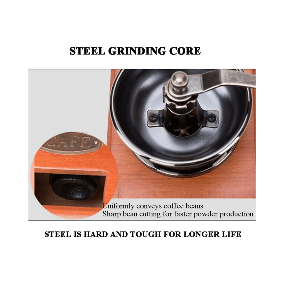 5 BR Home Antique Coffee Grinder Mill Manual Hand Made Wooden Bean Grind Pepper, 5 of 8