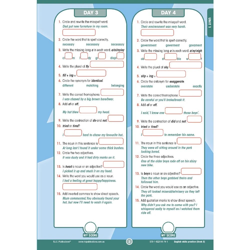 2 R.I.C English Skills Practice Book D, 2 of 5