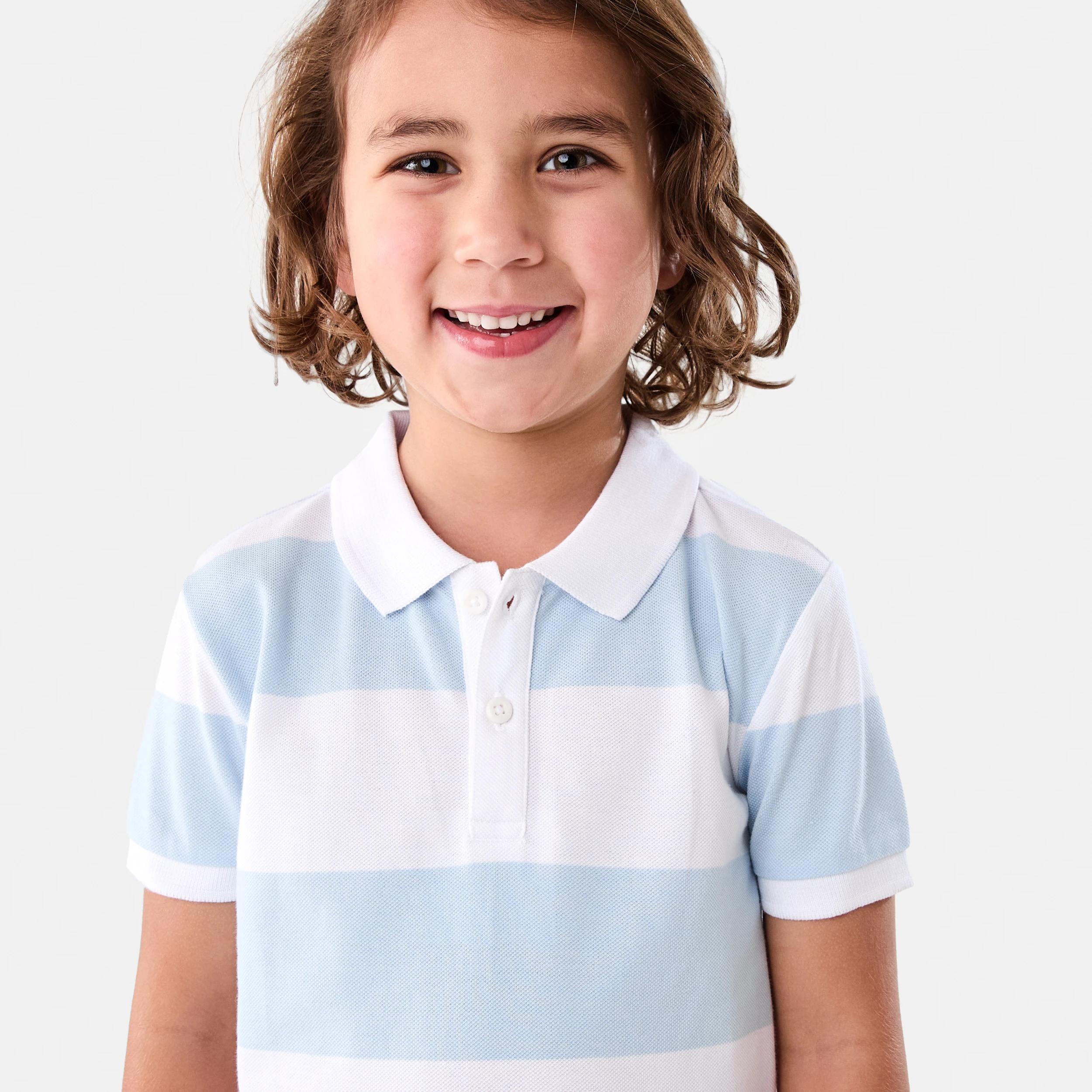 3 Stripe Polo T-shirt WIDE STRIPE LIGHT BLUE, 3 of 6