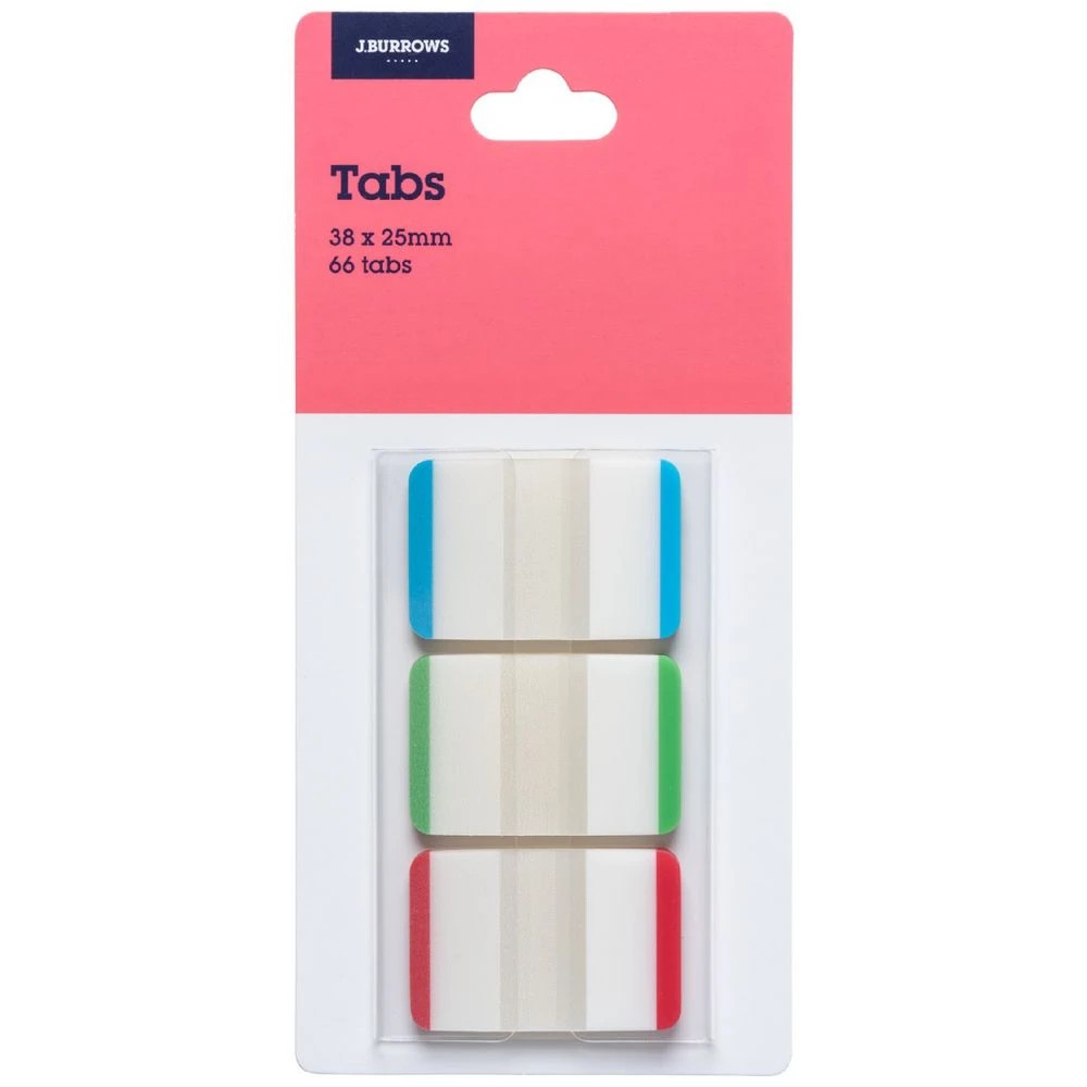 1 J.Burrows Tabs 25x38mm Blue/Green/Red 3 Pack, 1 of 3