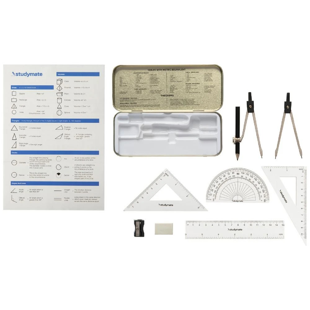 1 Studymate Tin Maths Set 9 Piece, 1 of 10