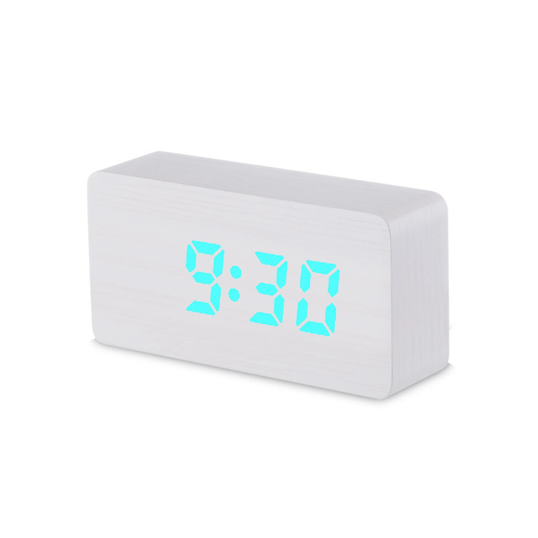 1 TODO LED Digital Alarm Clock 3 Alarm 115 Colour Display USB Power Woodgrain - White, 1 of 6
