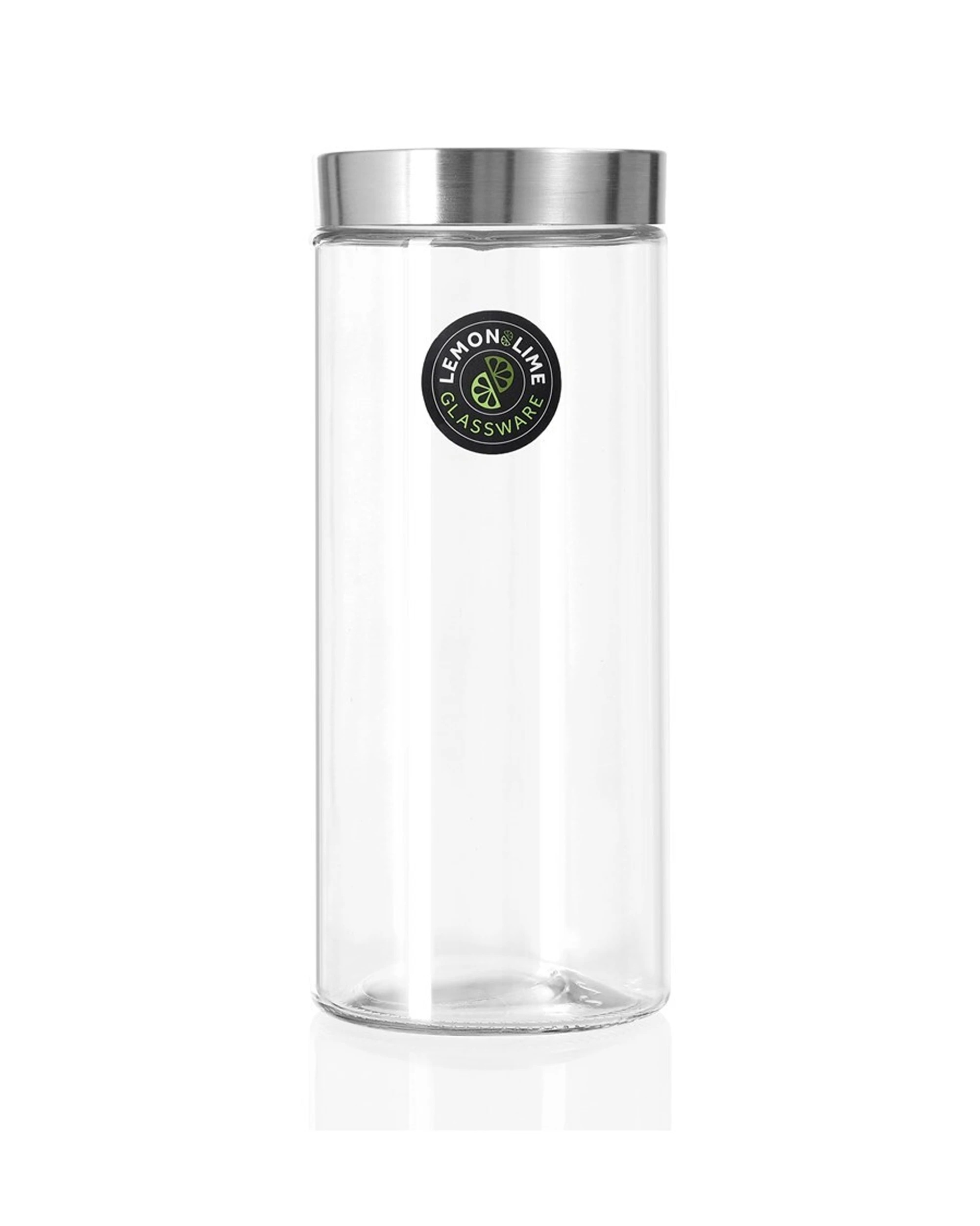 1 Lemon & Lime Alto 2.2l Glass Jar 27cm Stainless Steel Lid Home Kitchen Storage - Clear, 1 of 3