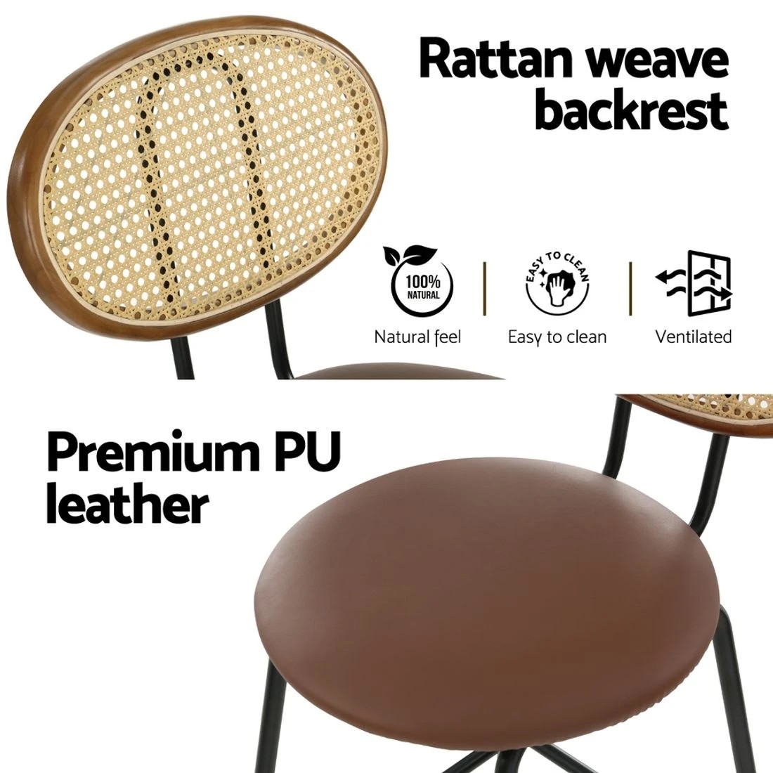 8 Artiss Bar Table Stools Set Dining Desk Industrial Kitchen Chairs Cafe Pub - Brown, 8 of 8