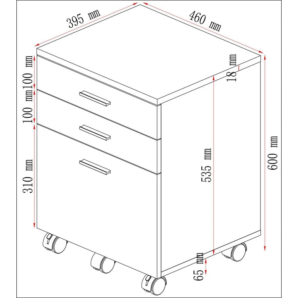 7 Otto Contour 3 Drawer Pedestal Black Cabinets Pedestals, 7 of 9