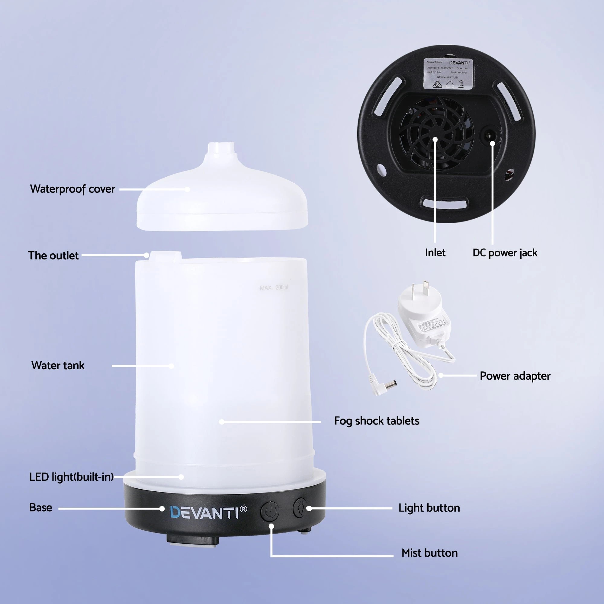 8 Devanti Ultrasonic Aroma Diffuser Aromatherapy Moon Lamp 200ml - Multi, 8 of 9