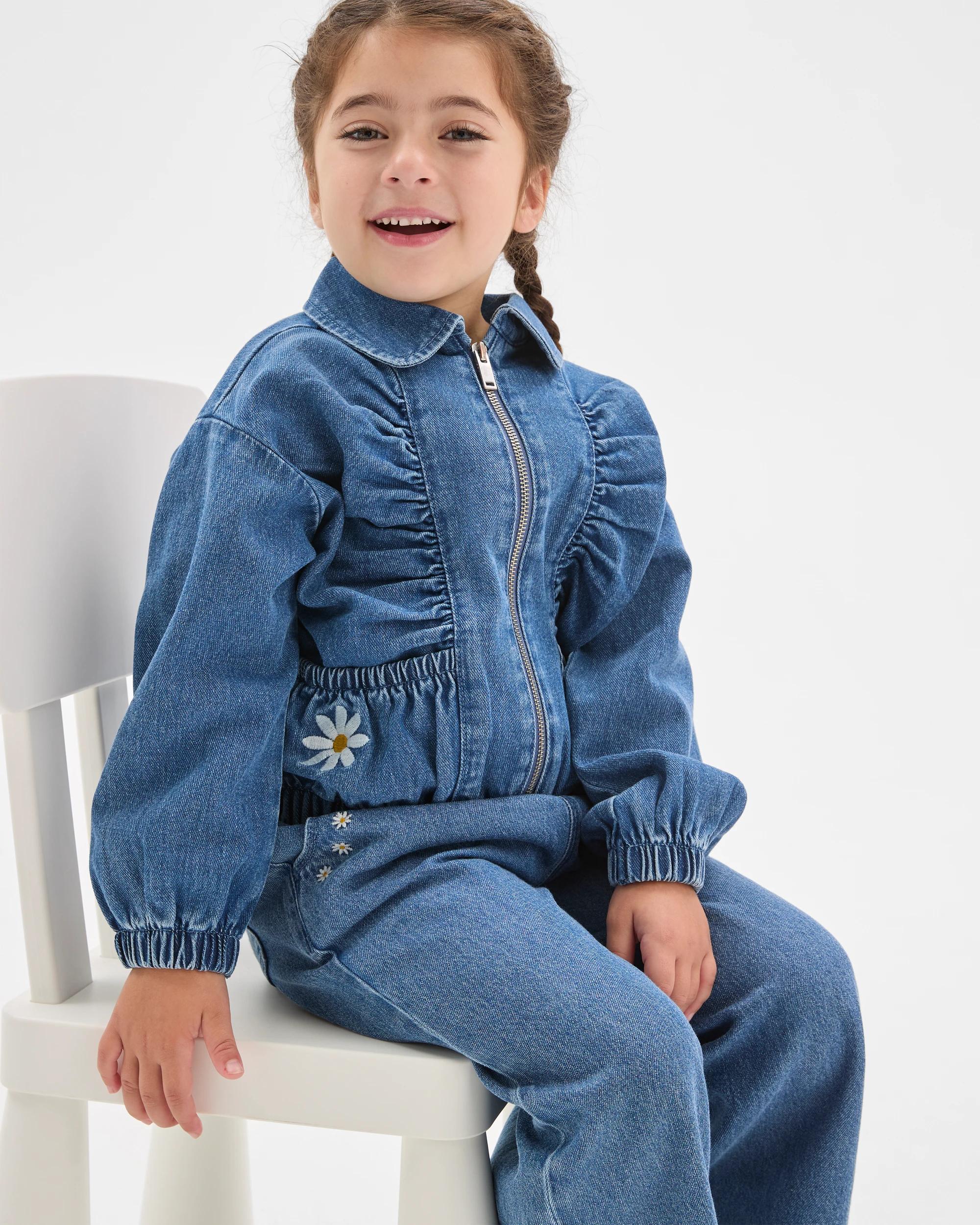 3 Target Kids Embroidered Denim Jacket BLUE WASH, 3 of 6