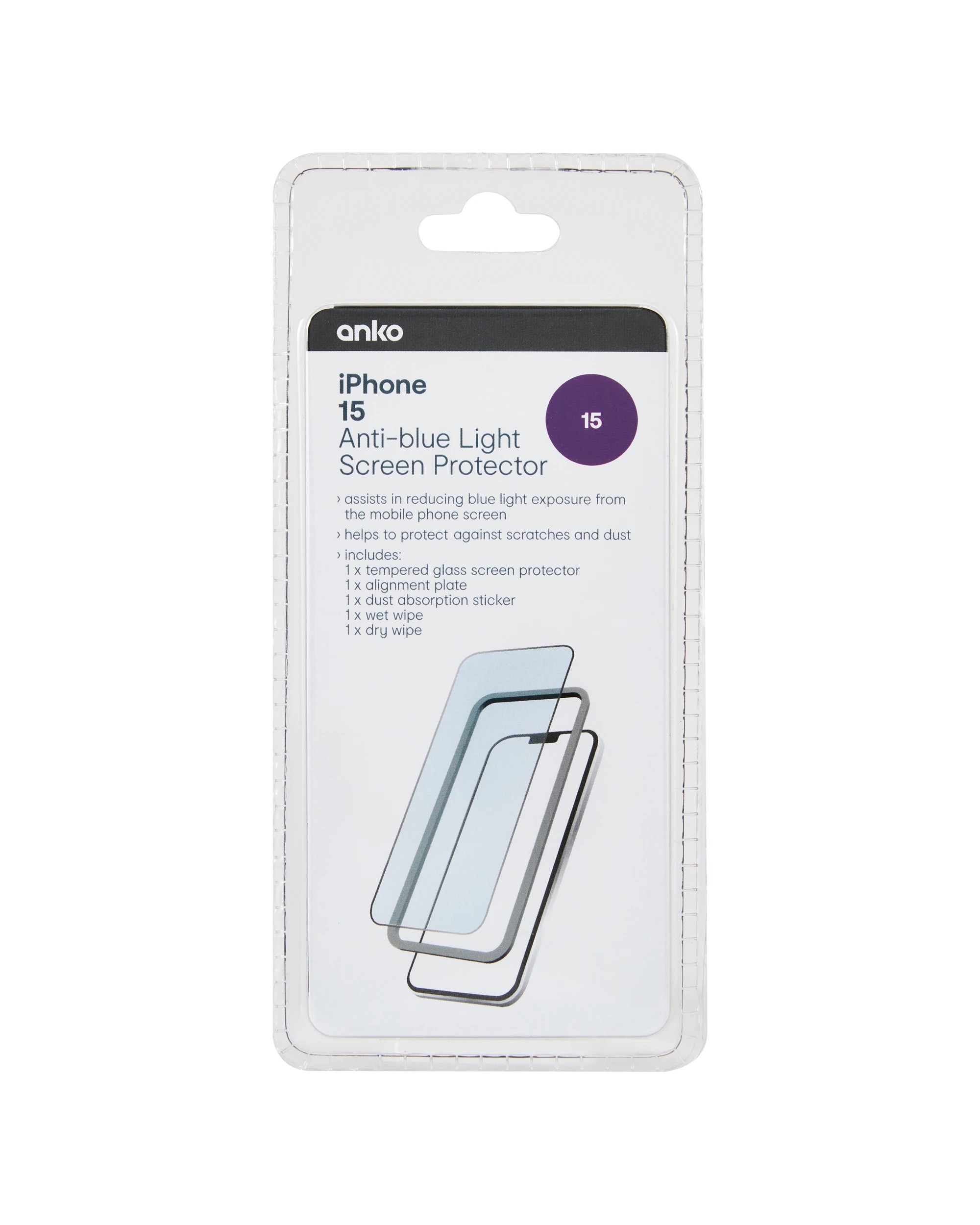 1 iPhone 15 Anti-Blue Light Screen Protector, 1 of 3
