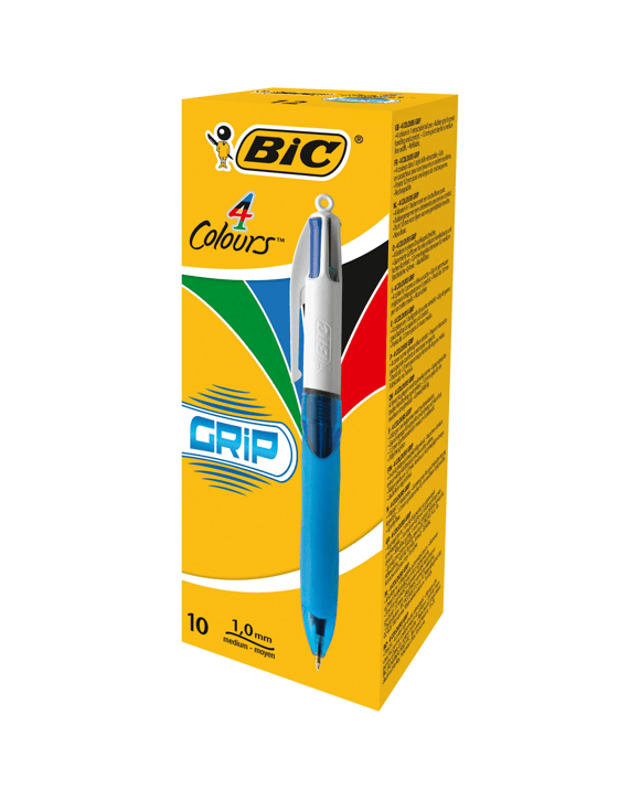 10 Pack BIC 4 Colour Grip Original Ballpoint Pens