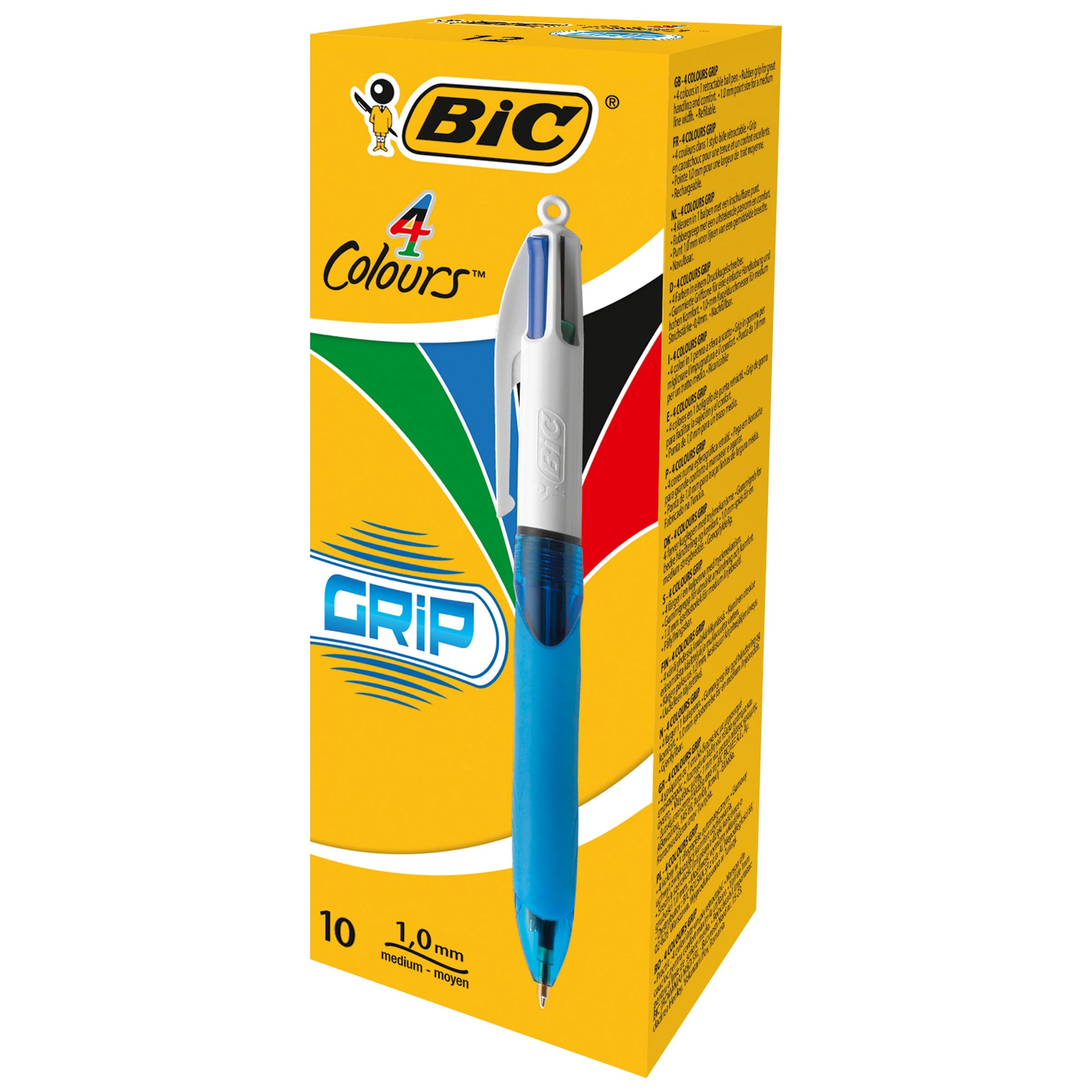 1 10 Pack BIC 4 Colour Grip Original Ballpoint Pens, 1 of 1