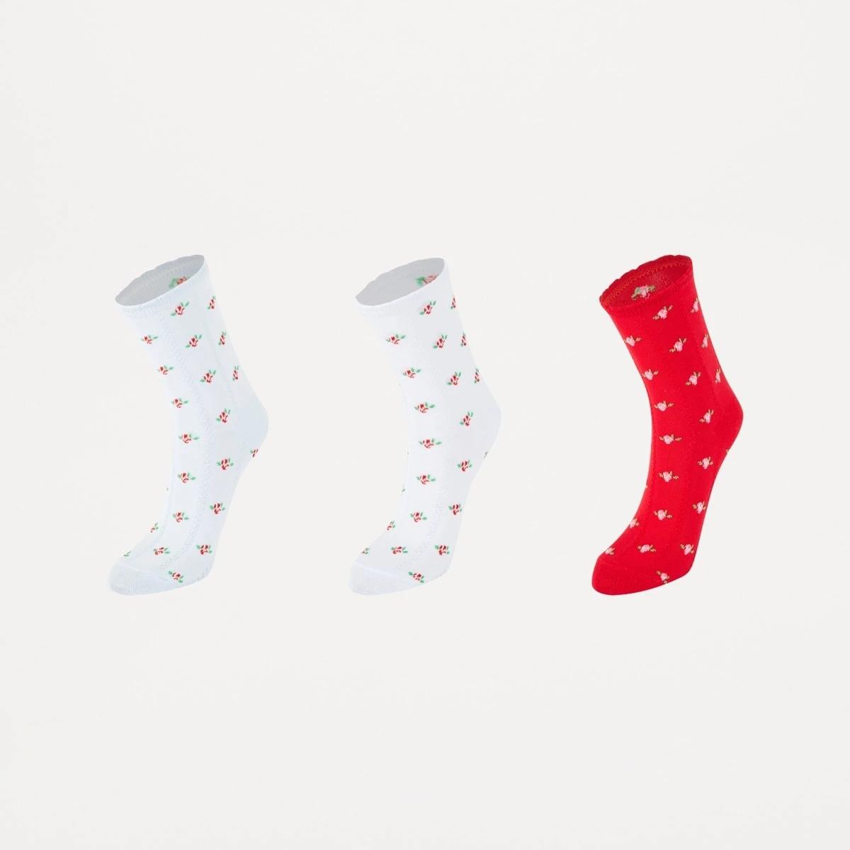 1 3 Pack Pointelle Quarter Crew Socks BLUE POINTELLE, 1 of 3