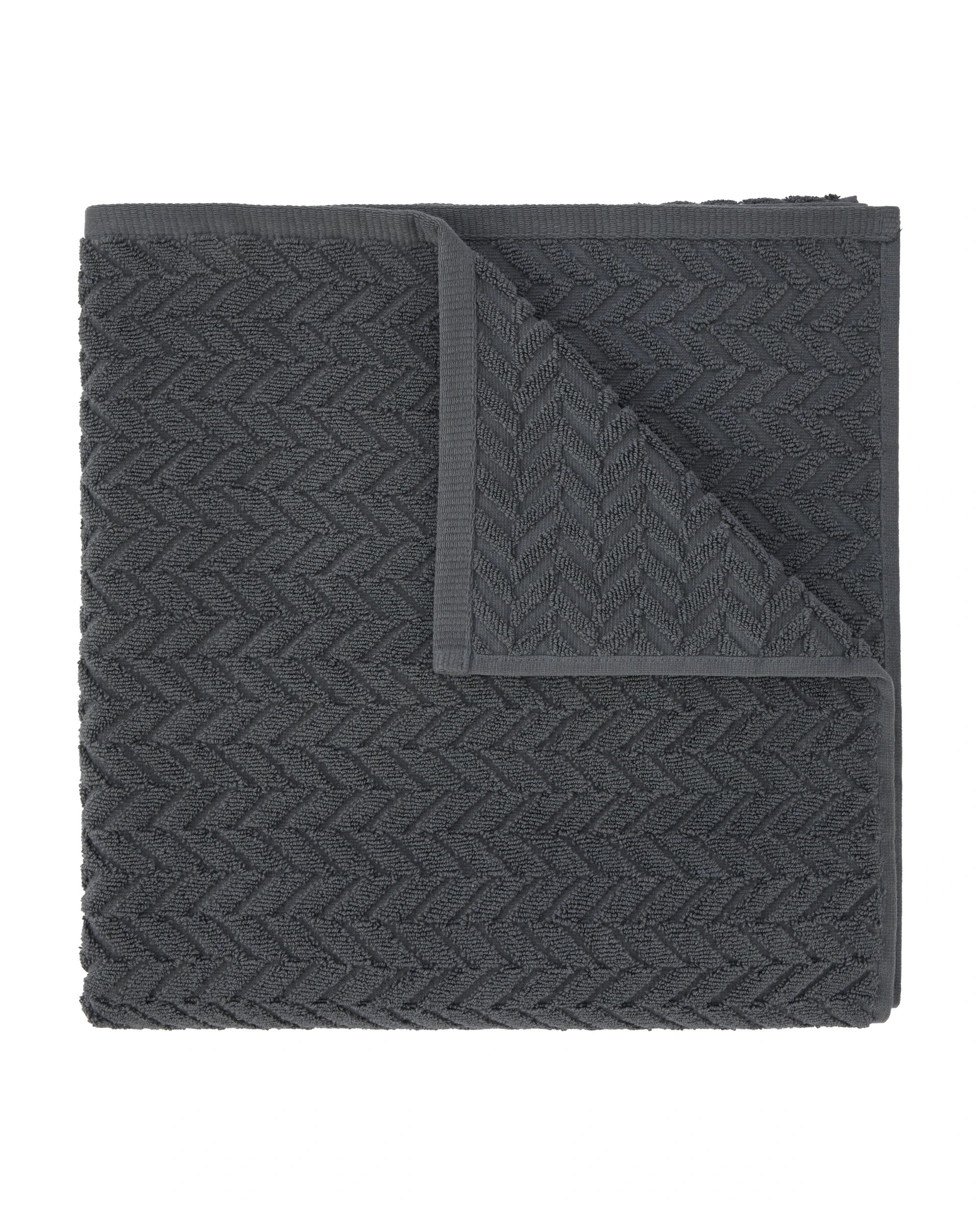 1 Chevron Cotton Bath Towel - Grey, 1 of 6