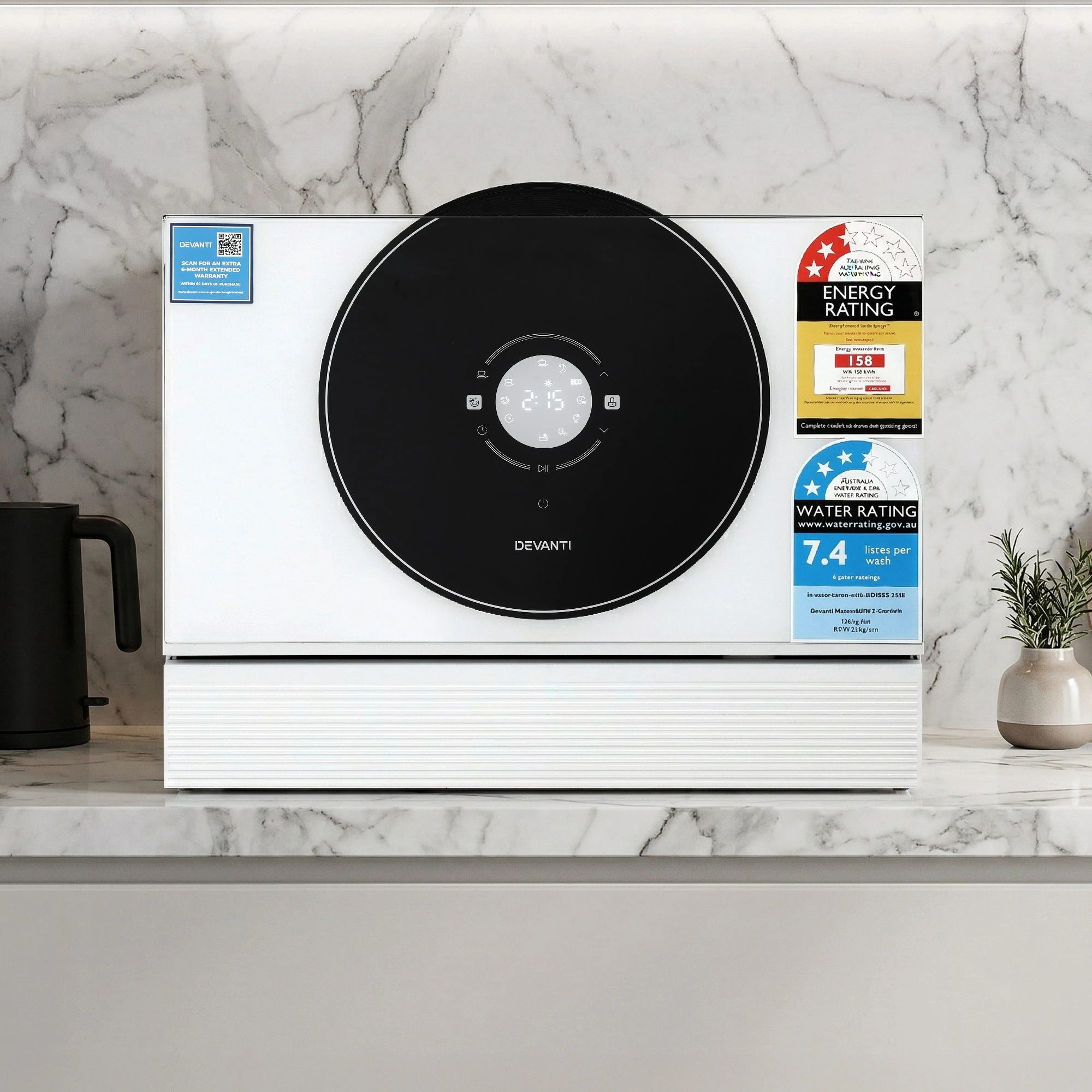 4 Devanti 6 Place Setting Benchtop Dishwasher - White, 4 of 8