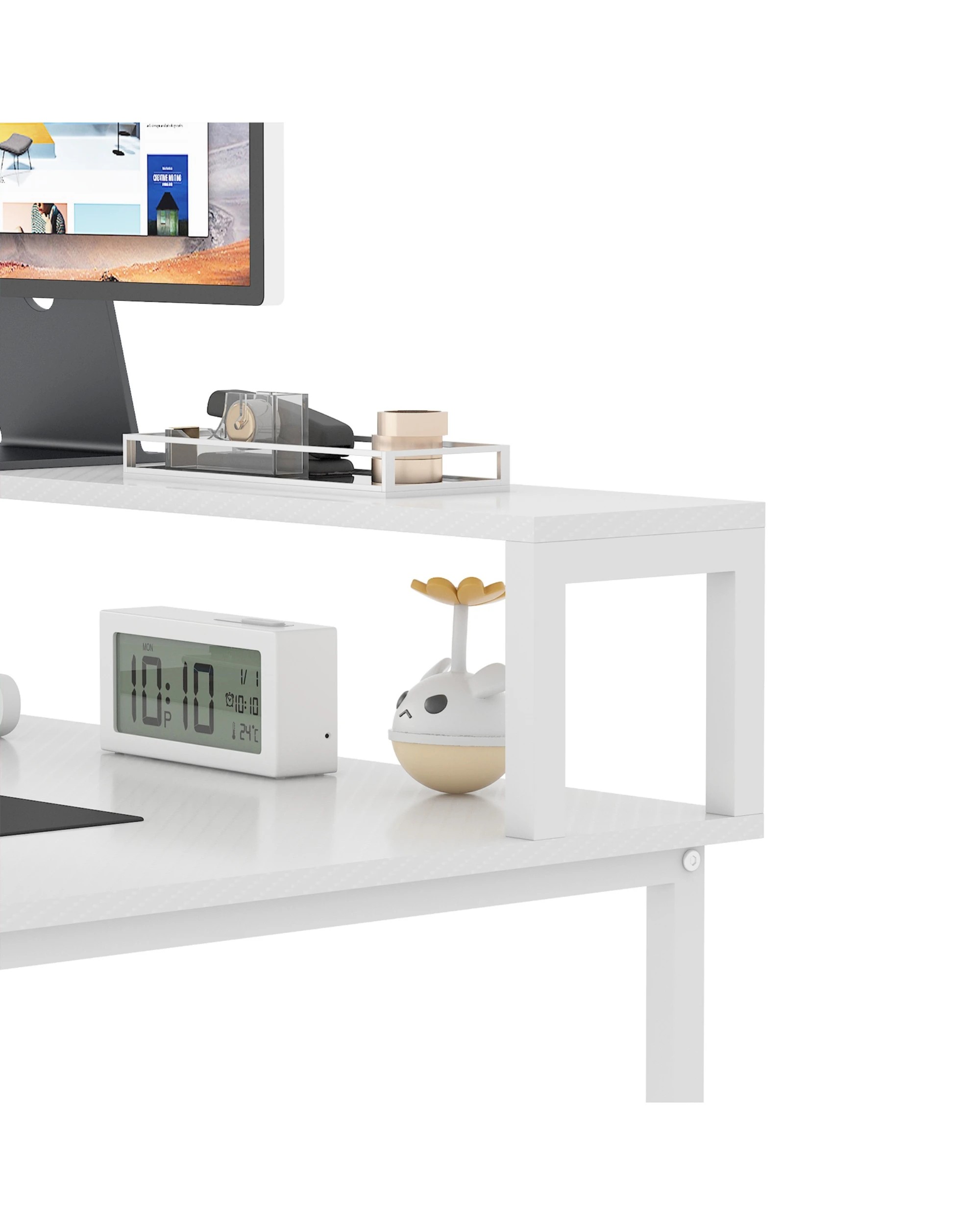 7 Advwin 236cm 2 Person LED Gaming  Computer Desks w/ Power Outlets  - White, 7 of 10