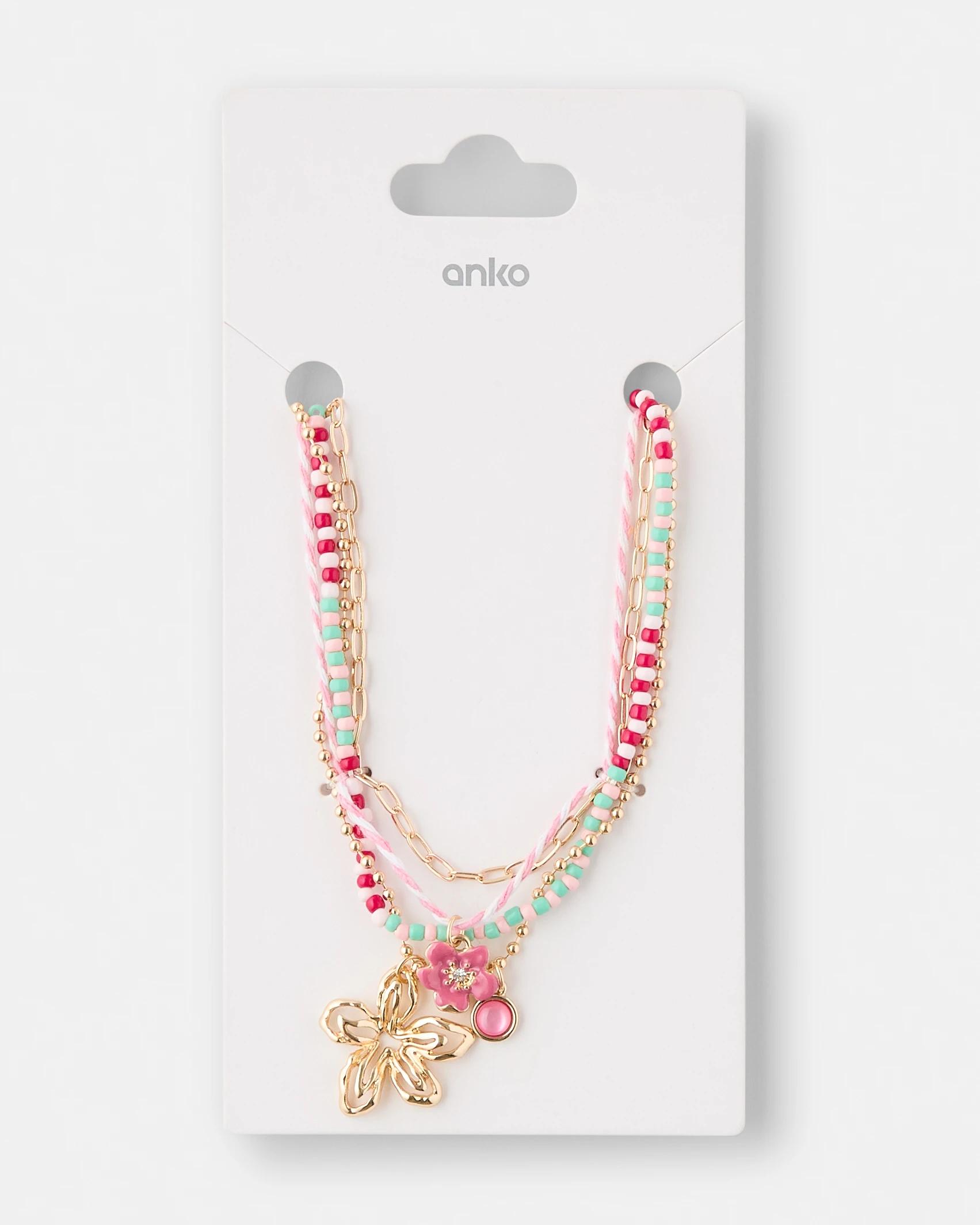 4 4 Pack Flower Necklace Gold, 4 of 4