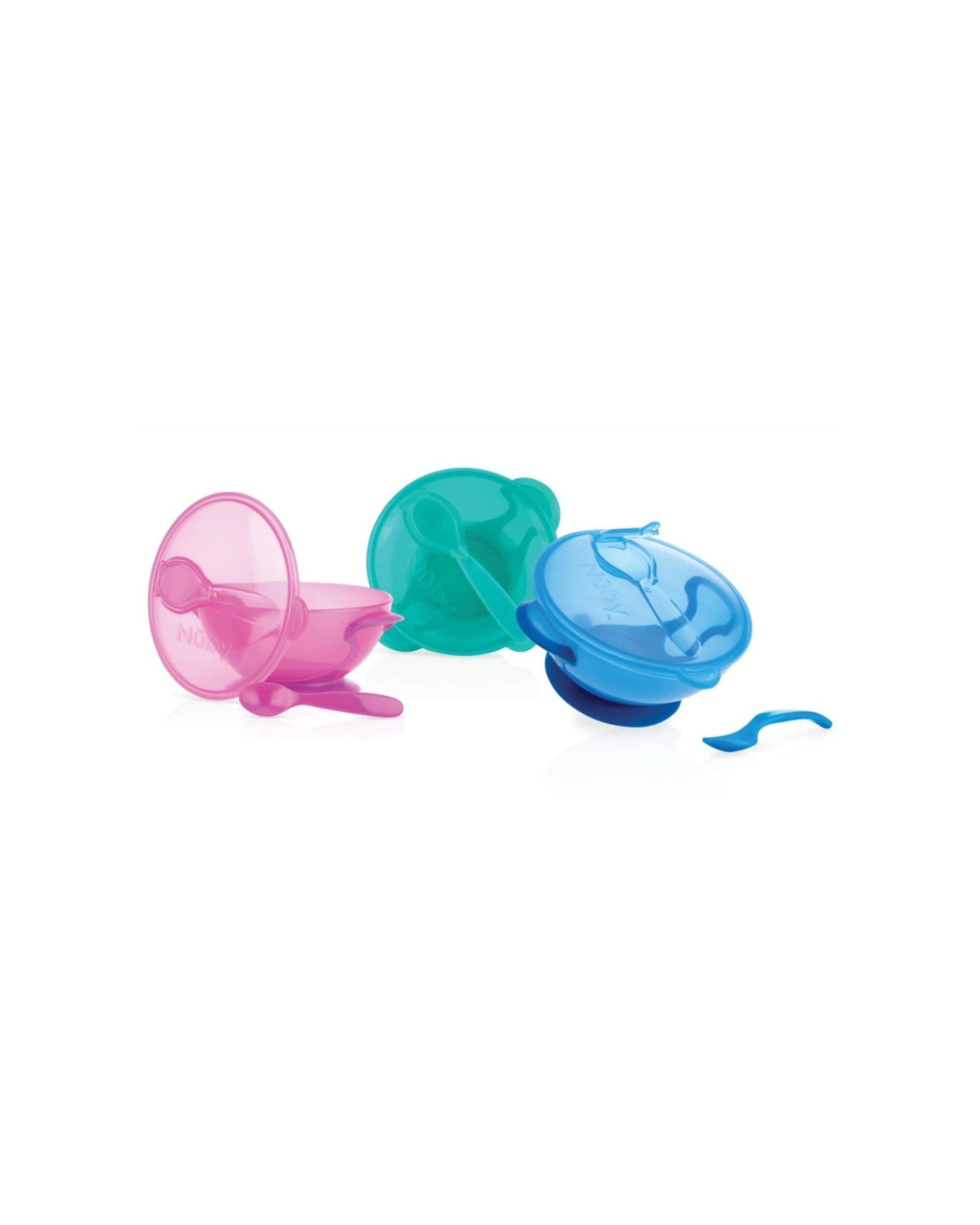 2 Nuby Kids Toddler Food Suction Bowl With Spoon And Lid Spill Proof Base - Multi, 2 of 2
