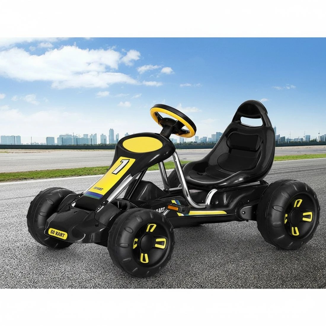 5 Rigo Kids Pedal Go Kart Ride On Toys Racing Car Plastic Tyre - Black, 5 of 5