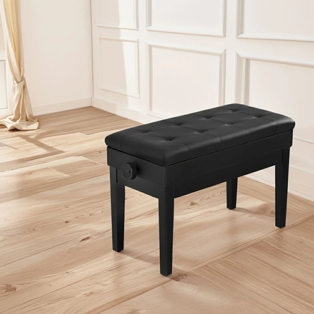 4 Alpha Piano Bench Stool Adjustable Height Keyboard Seat - Black, 4 of 4