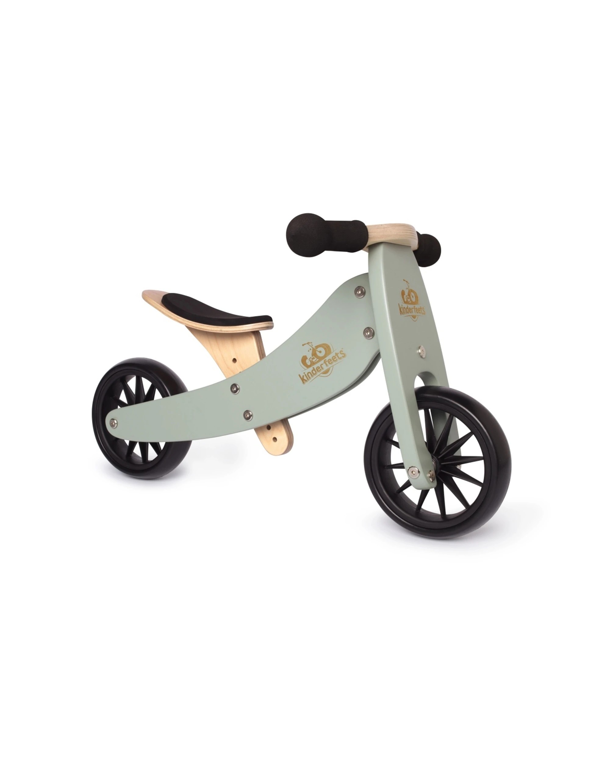 2 Kinderfeets Wood Tiny Tot Balance Bike Trike Sage 24m Plus Adjustable Seat - Green, 2 of 6