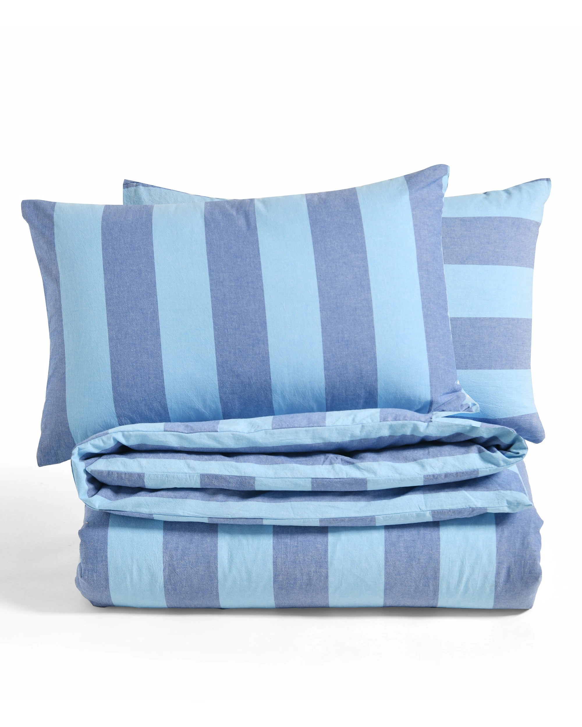 3 Dreamaker Bowie Washed Cotton Yarn Dyed Stripe Quilt Cover Set - Queen - Blue, 3 of 8