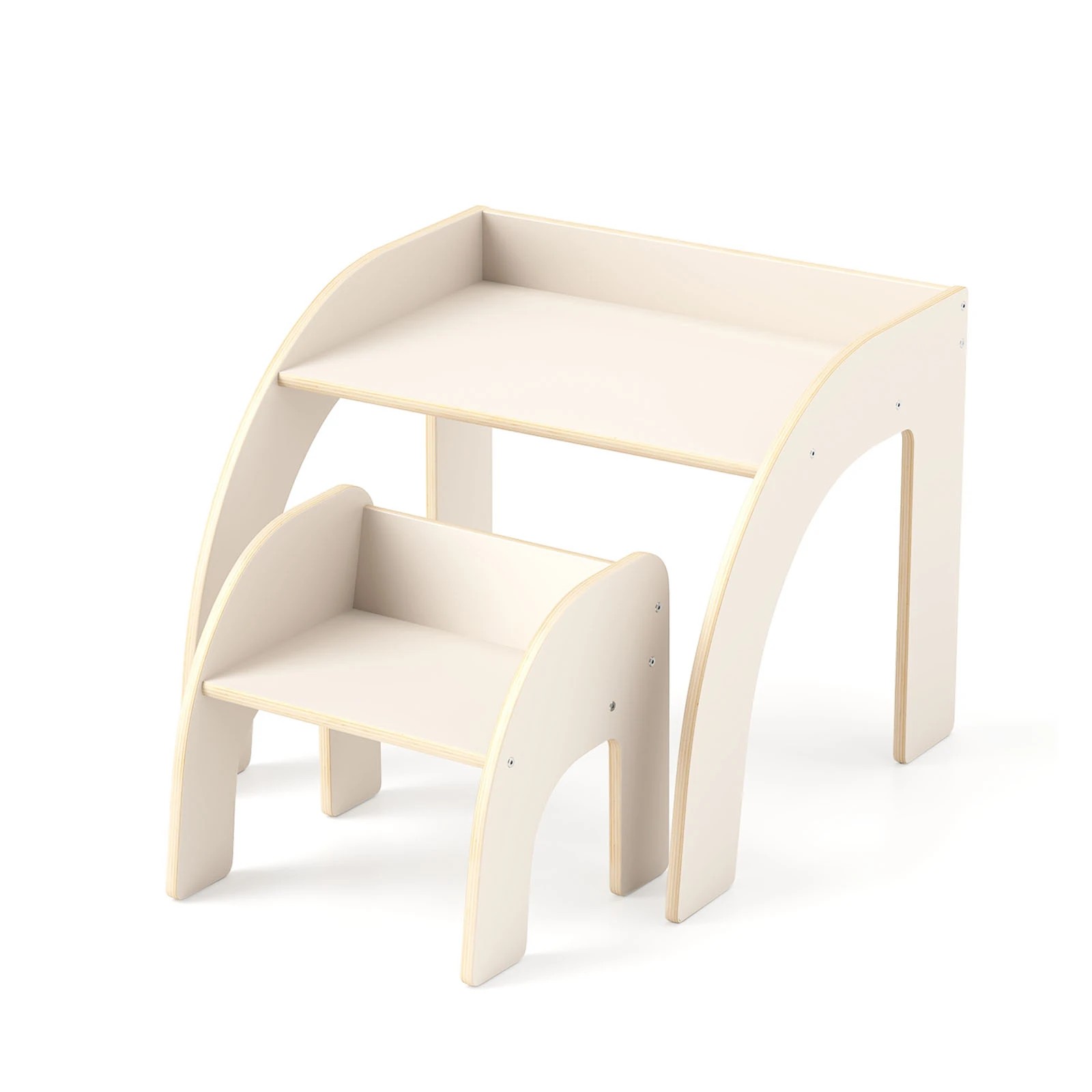 1 Costway Table Chair Set Space-Saving Activity Desk & Chair Set - White, 1 of 1