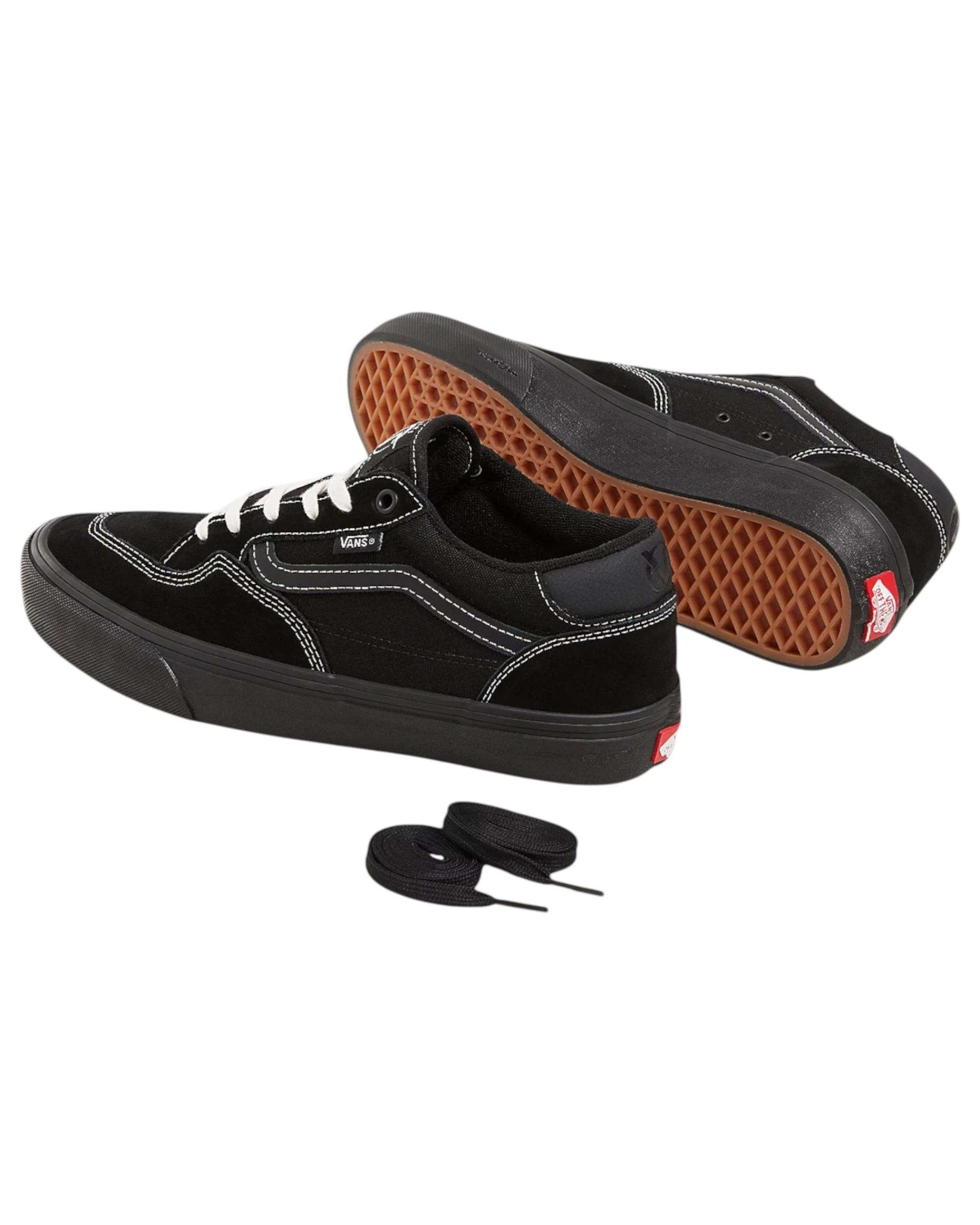 3 Vans Mens Rowan Pro Black/ Black Lace Up Shoes BLACK, 3 of 4