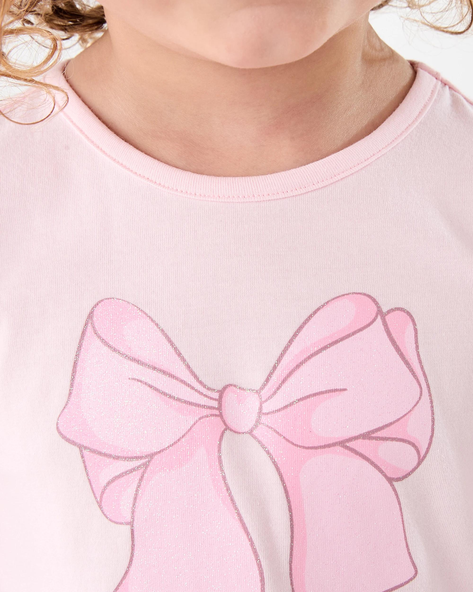 4 Long Sleeve Rib Tutu Dress Pnk Bow, 4 of 9