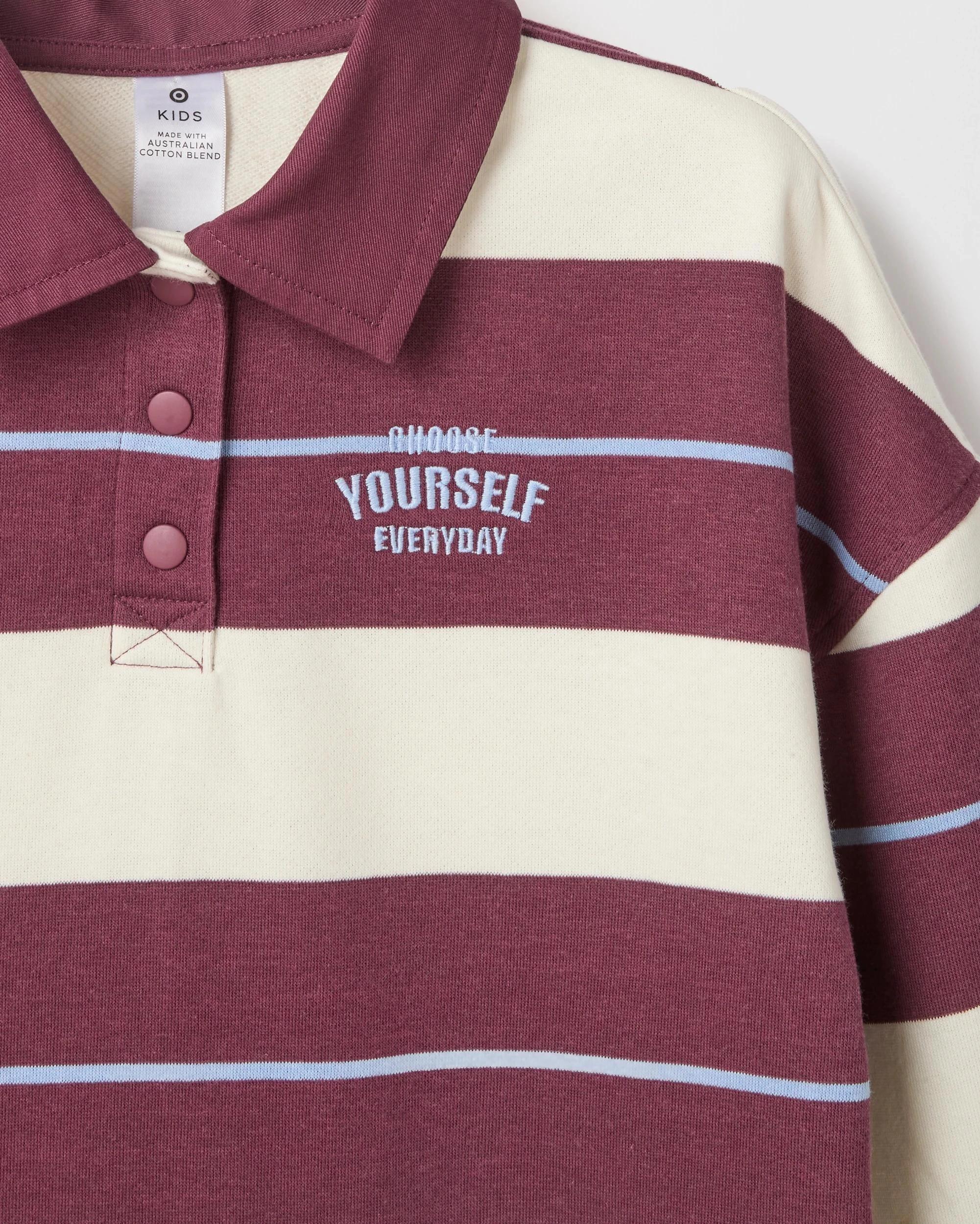 6 Target Australian Cotton Blend Striped Rugby Top and Short Set BURGUNDY, 6 of 7