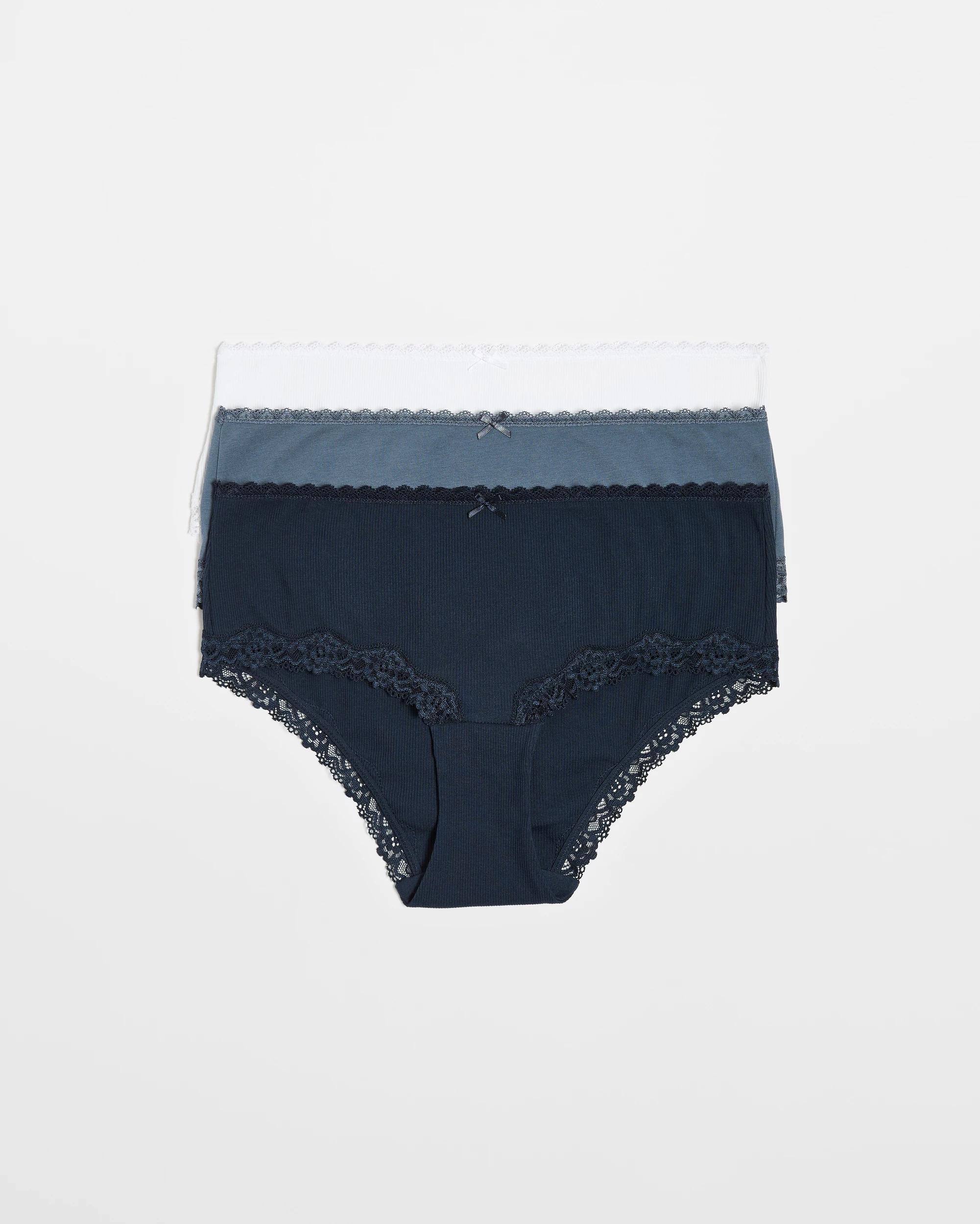 1 Target Womens Australian Cotton & Lace Boyleg Briefs 3 Pack NAVY BLUE / WHITE, 1 of 4