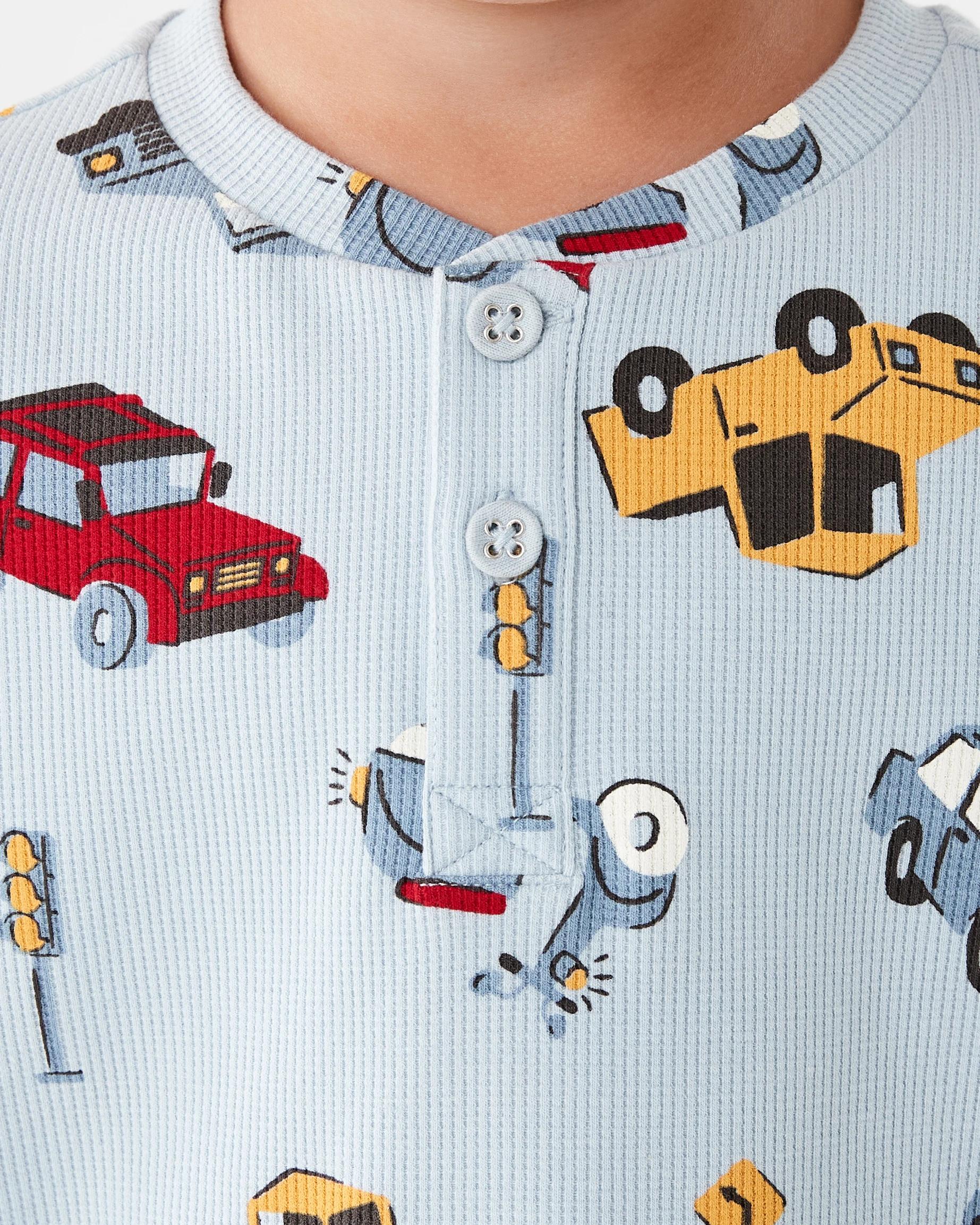 4 Waffle Pyjama Set Blu Vhcle, 4 of 7