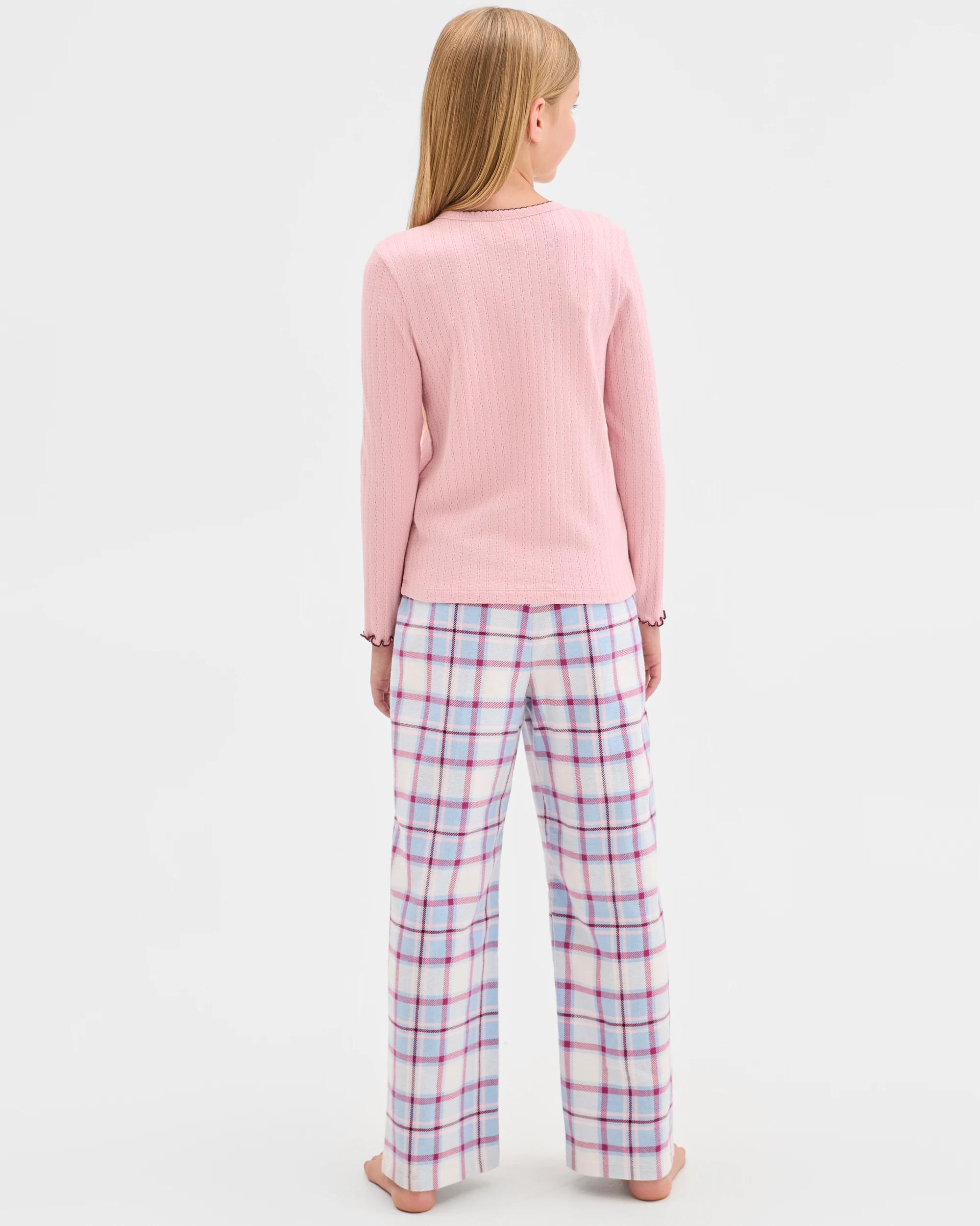 2 Target Kids Australian Cotton Older Girls Henley Top and Flannel Pants Pyjama Set HORSE, 2 of 7