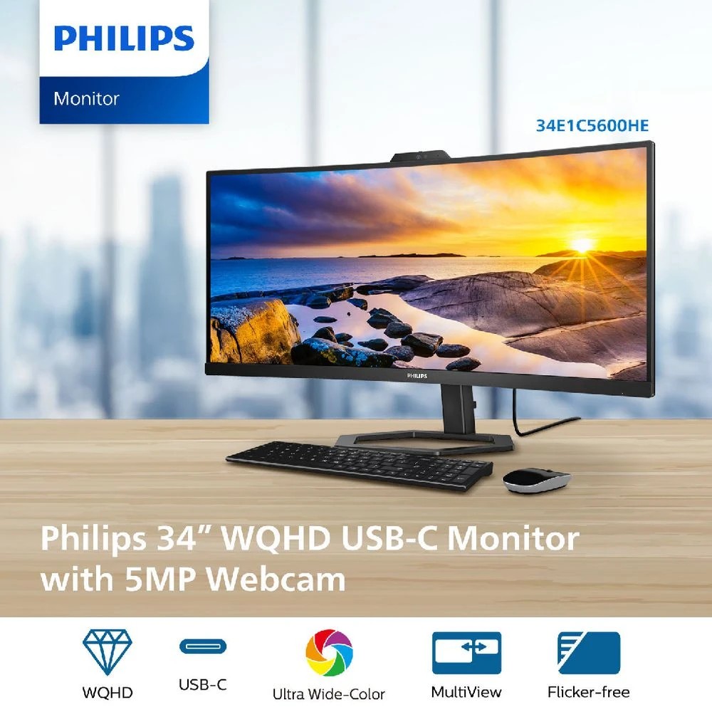 7 Philips 34" UWQHD 100Hz USB-C 65W PD Monitor 34E1C5600HE, 7 of 8