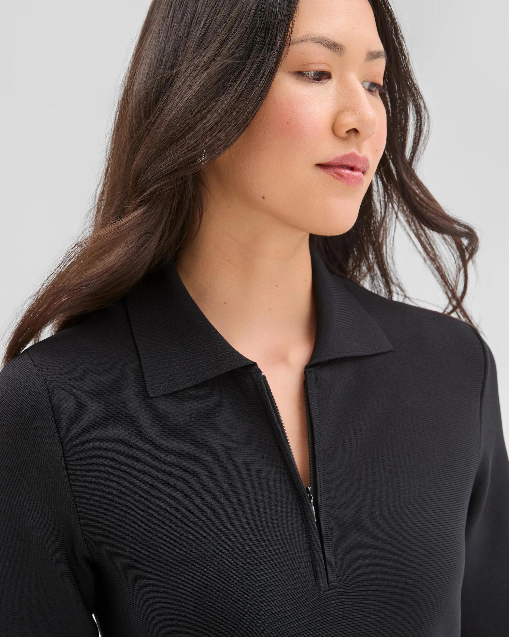 3 Preview Short Sleeve Crepe Knit Mini Dress BLACK, 3 of 6