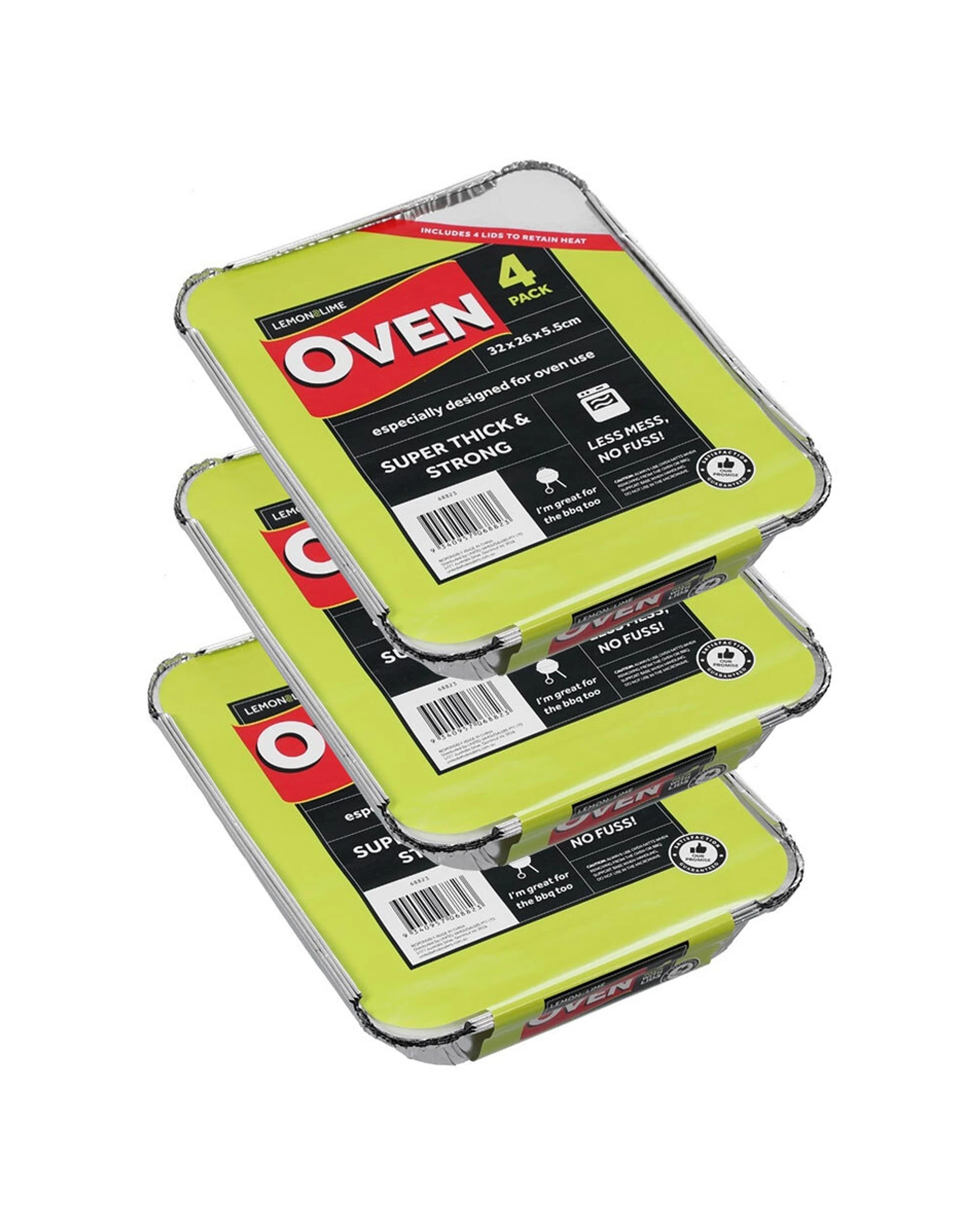 1 Lemon & Lime 12PK Foil Container With Lid Shelf Ready 32x26x5.5cm - Silver, 1 of 4