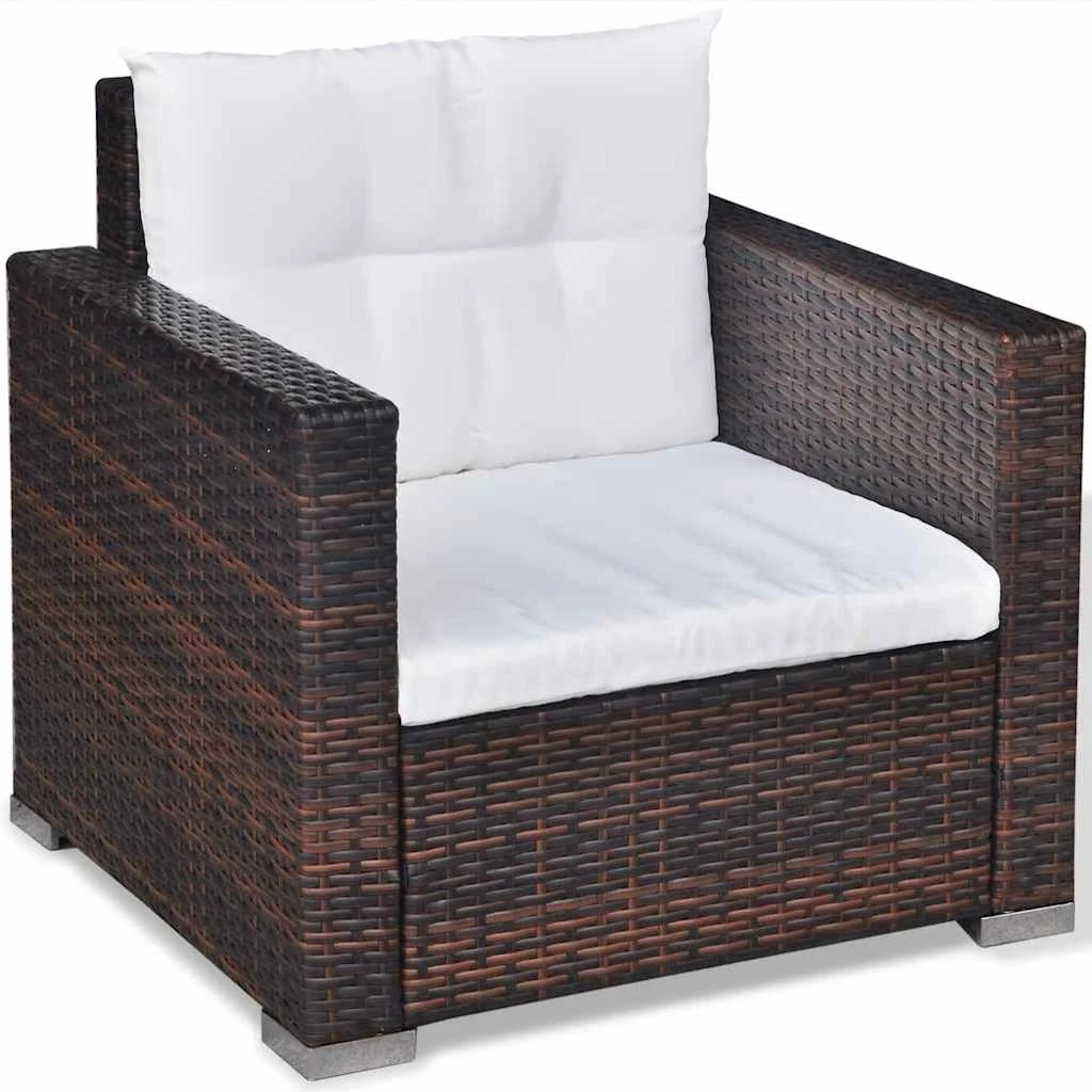 8 Vidaxl 6 Piece Garden Lounge Set With Cushions Poly Rattan - Brown, 8 of 10