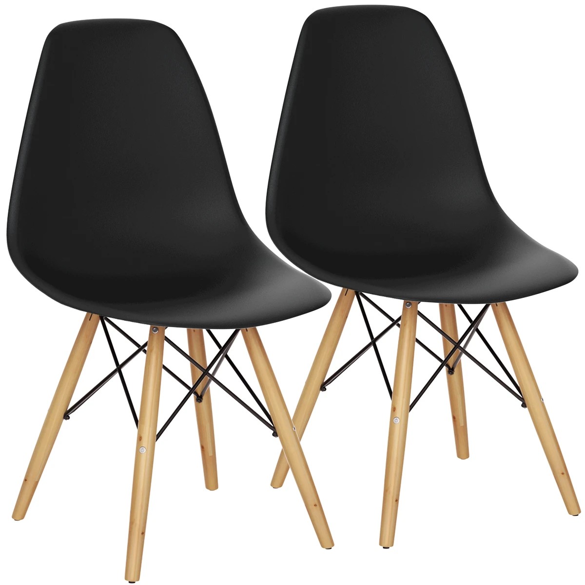 1 Costway 2x Retro Replica Eames DSW Dining Chair Wood Side Chair Home Cafe, 1 of 3