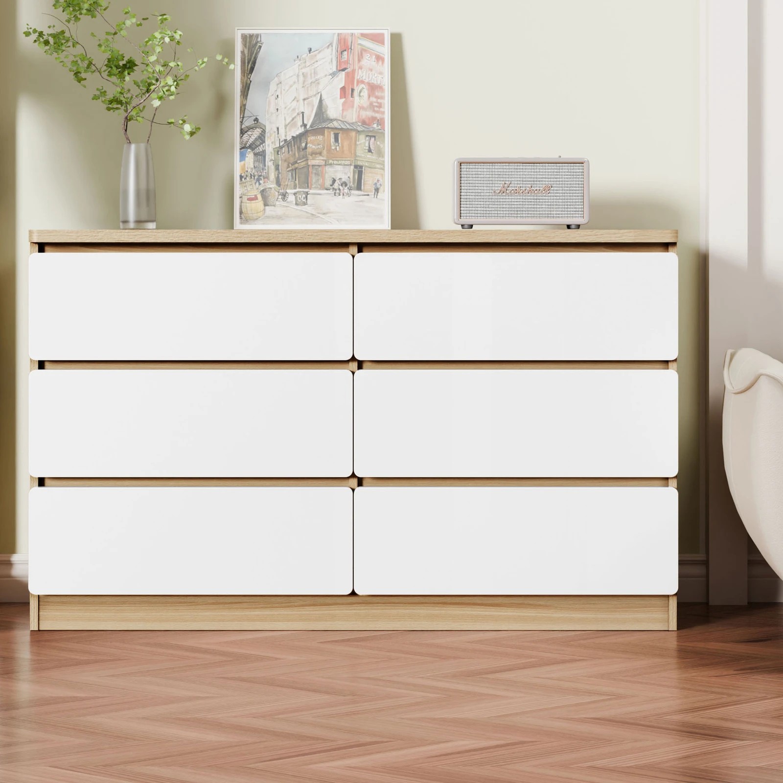 9 Alfordson 6 Chest of Drawers Minimalist Storage Cabinet Dresser - Oak, 9 of 10