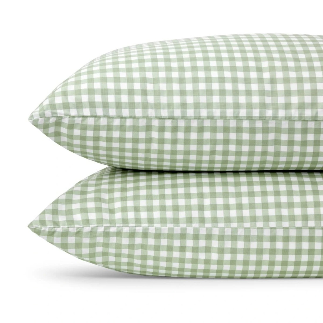 2 250 Thread Count Gingham Cotton Sheet Set - Double Bed, Sage, 2 of 7