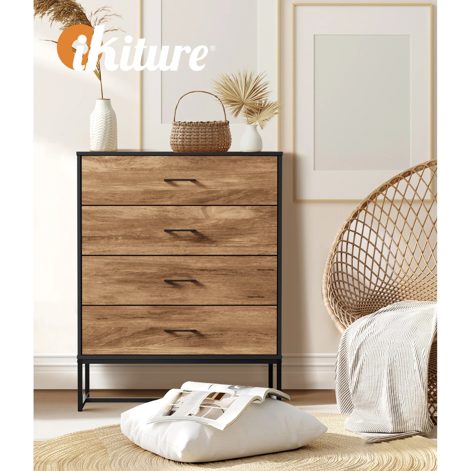 5 Oikiture 4 Chest Of Drawers Storage Cabinet Dresser Table Tallboy Metal
 - Multi, 5 of 10