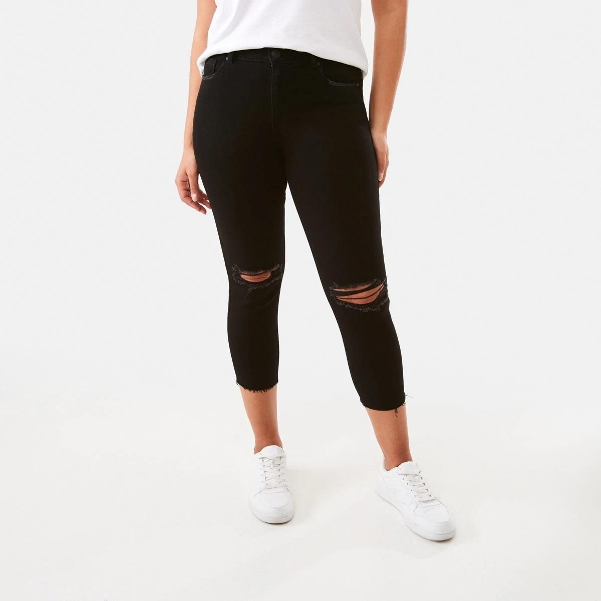 1 3/4 Distressed Skinny Jeans Black Wash, 1 of 5