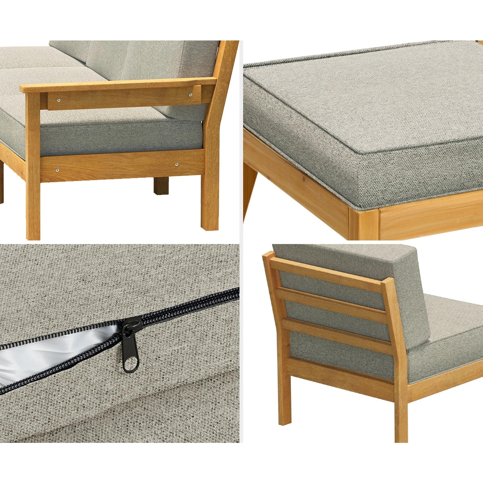 5 Livsip 5pcs Outdoor Furniture Sofa Set Lounge Setting
 - Beige, 5 of 9