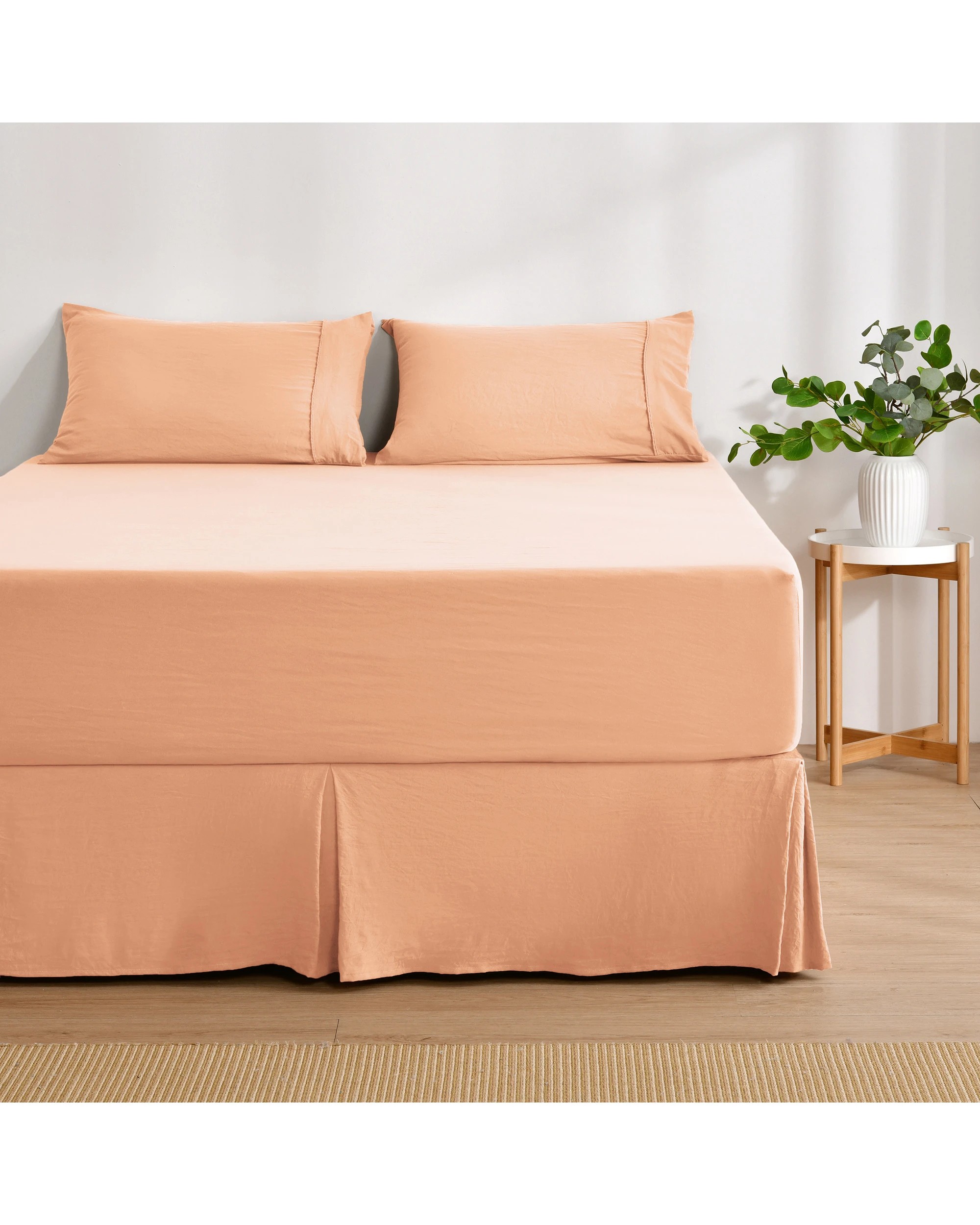4 Dreamaker Superfine Washed Microfibre Pleated Valance - Queen Bed - Peach, 4 of 9