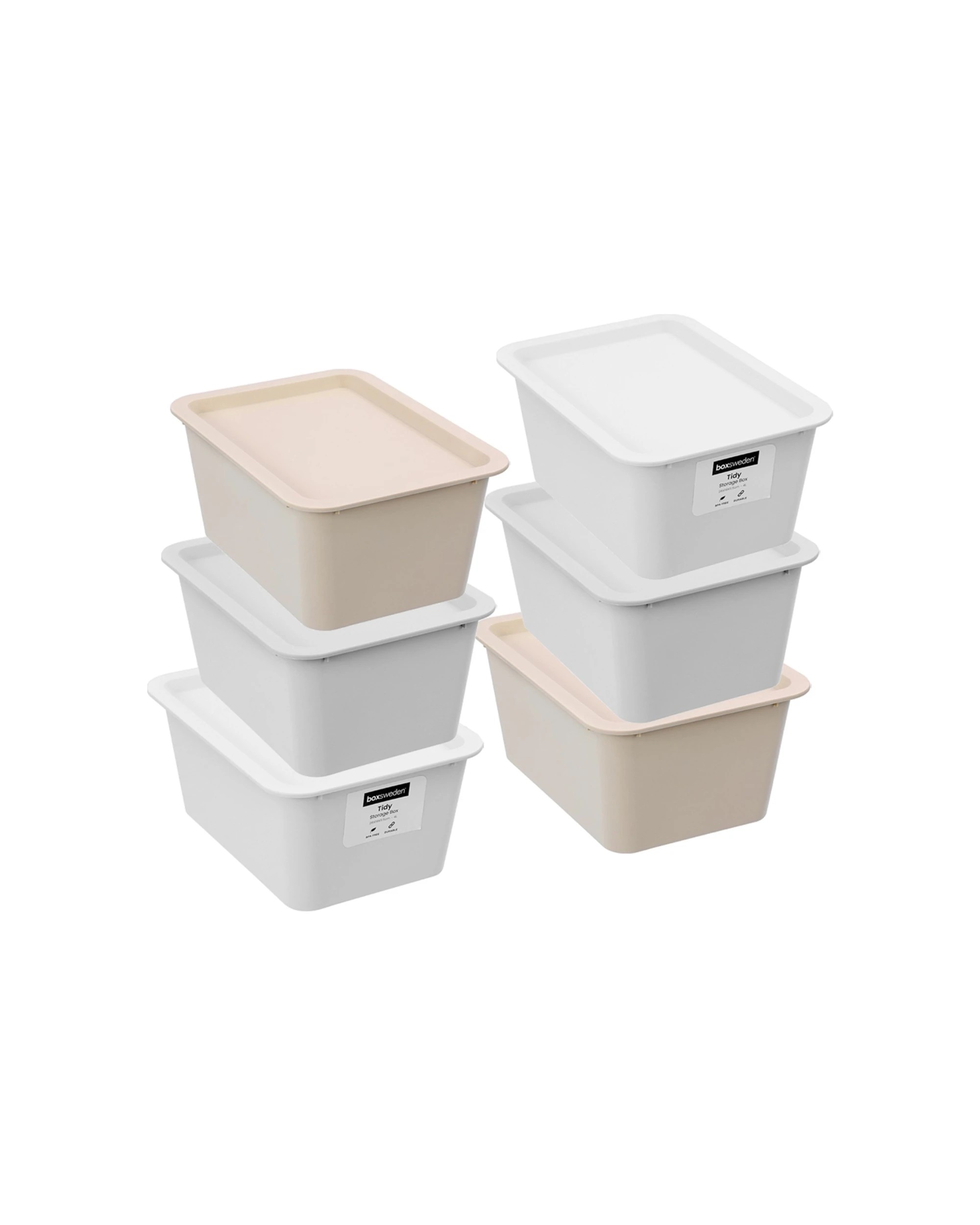 1 Boxsweden Tidy 4L Storage Box Lidded - Storage Boxes - 6PK Plastic Storage - Assorted, 1 of 6