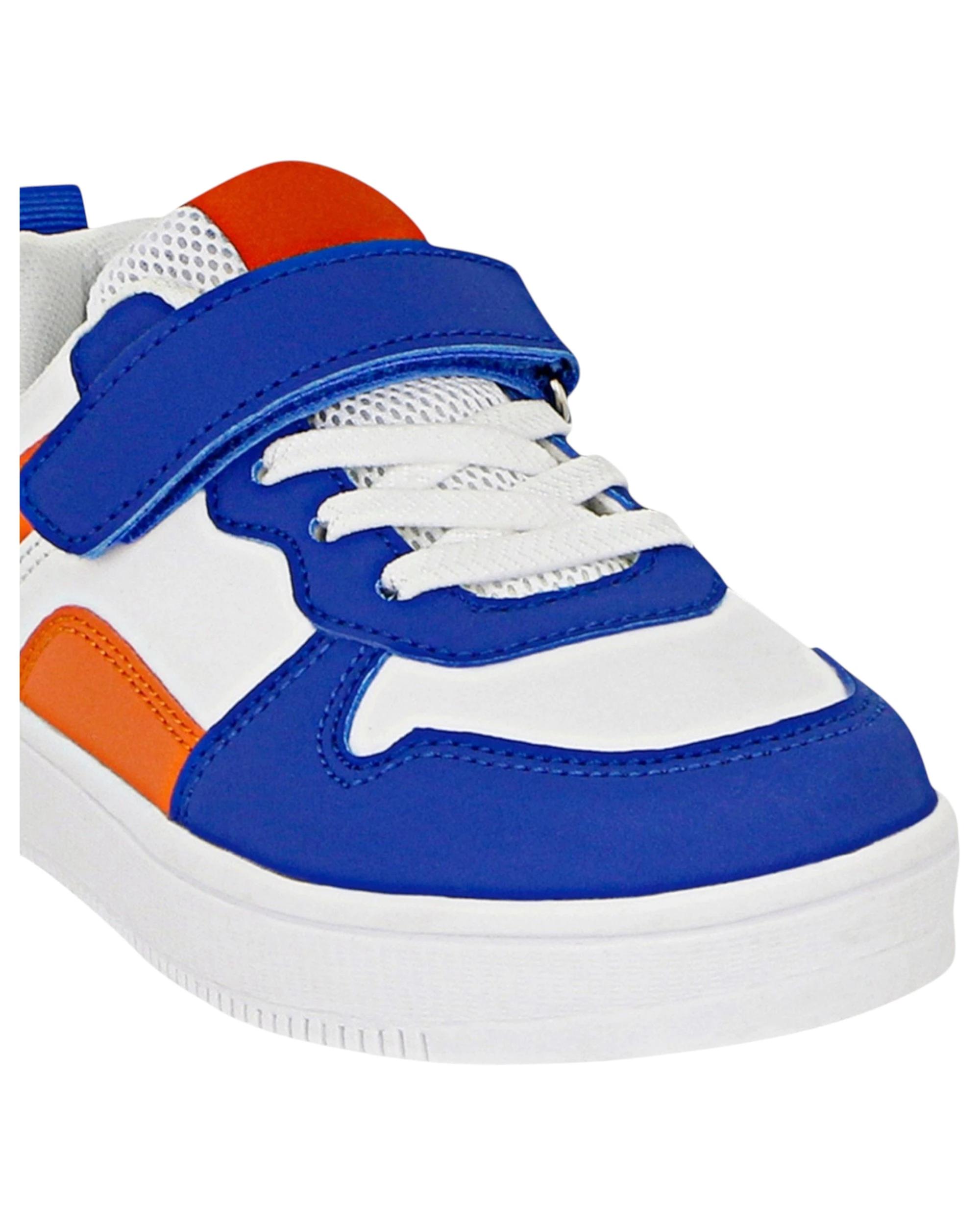 2 Grosby Kids Hoop B Blue/ White/ Orange Sneakers Velcro Shoes BLUE/WHITE/ORANGE, 2 of 4