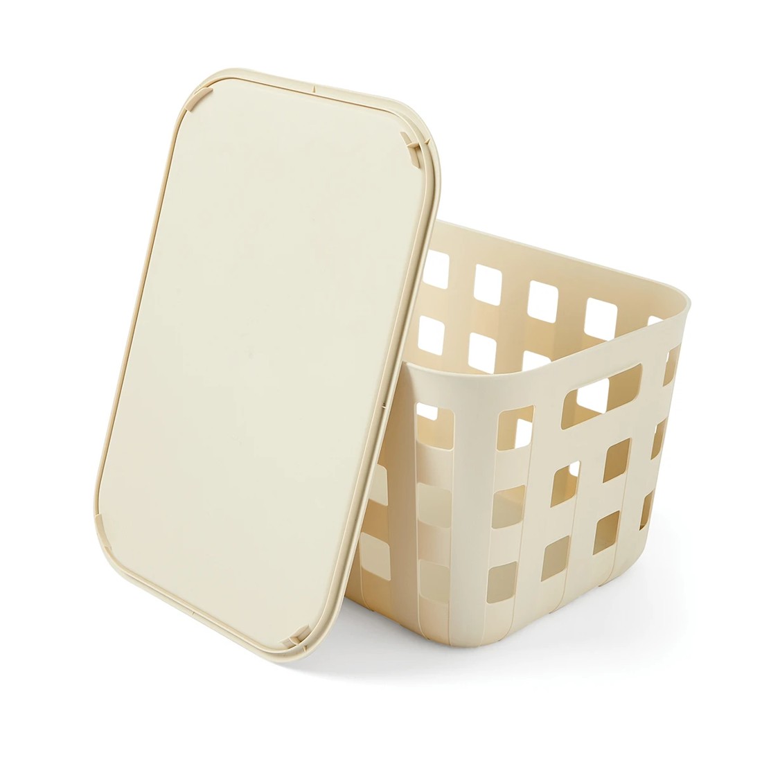 6 18L Rectangle Trellis Basket with Lid - Beige, 6 of 10