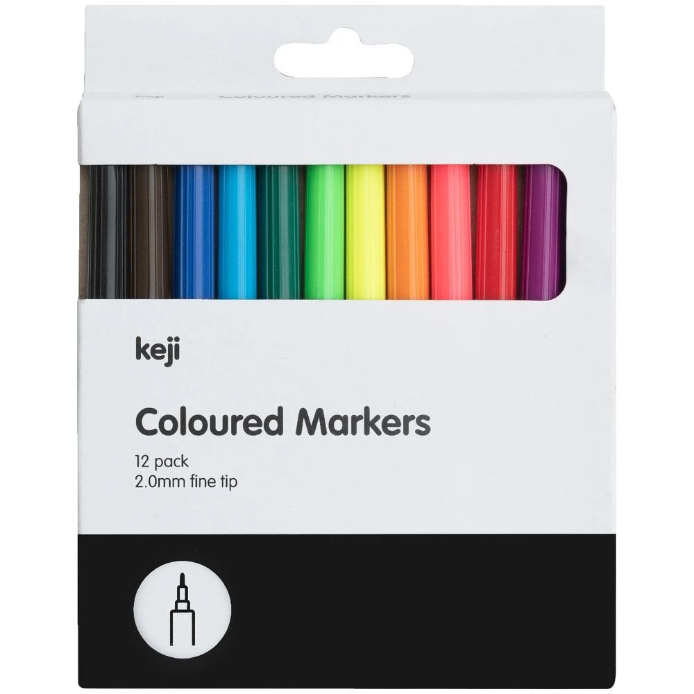 1 Keji Coloured Markers 12 Pack, 1 of 2