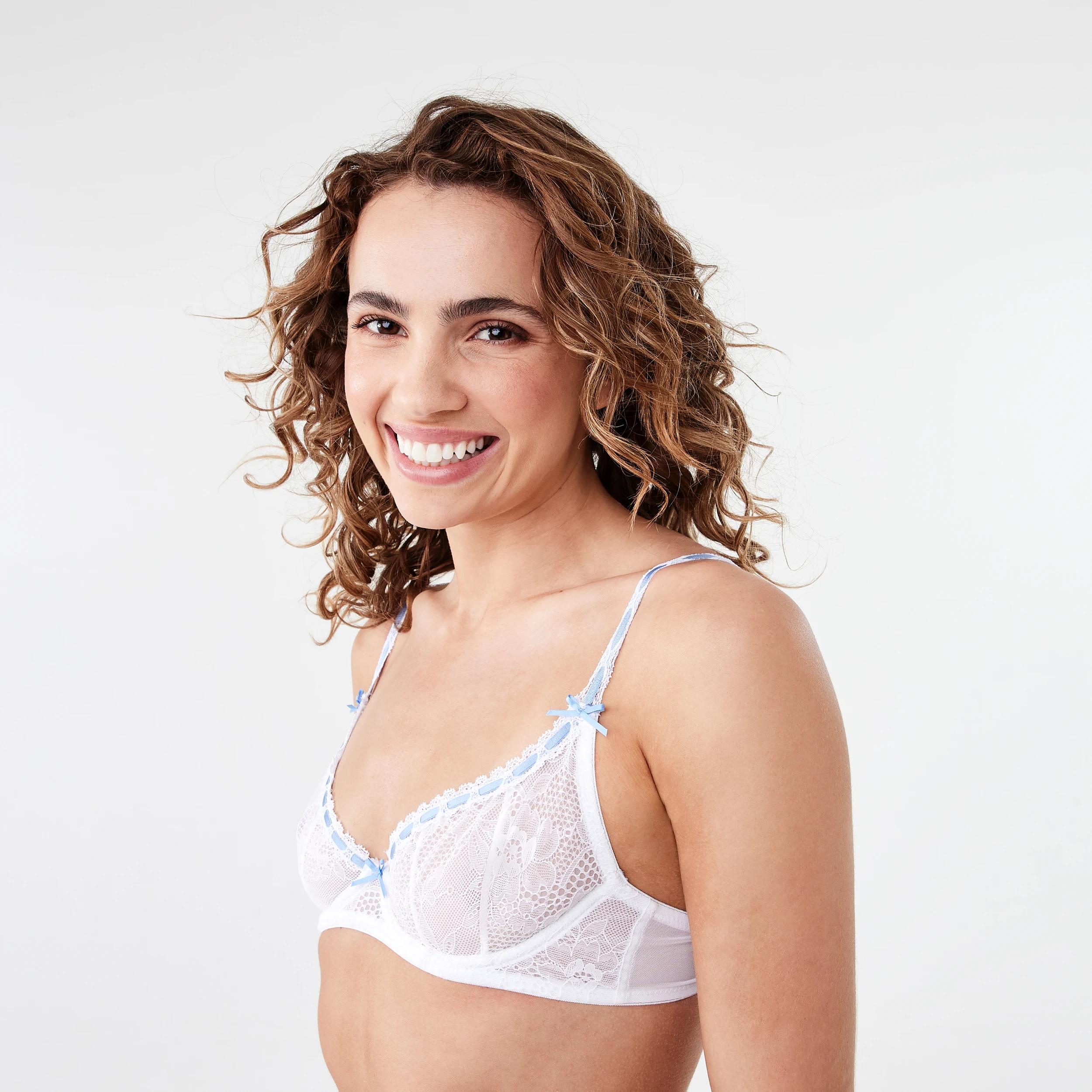 2 Co-ordinated Ribbon Trim Soft Cup Bra White, 2 of 6