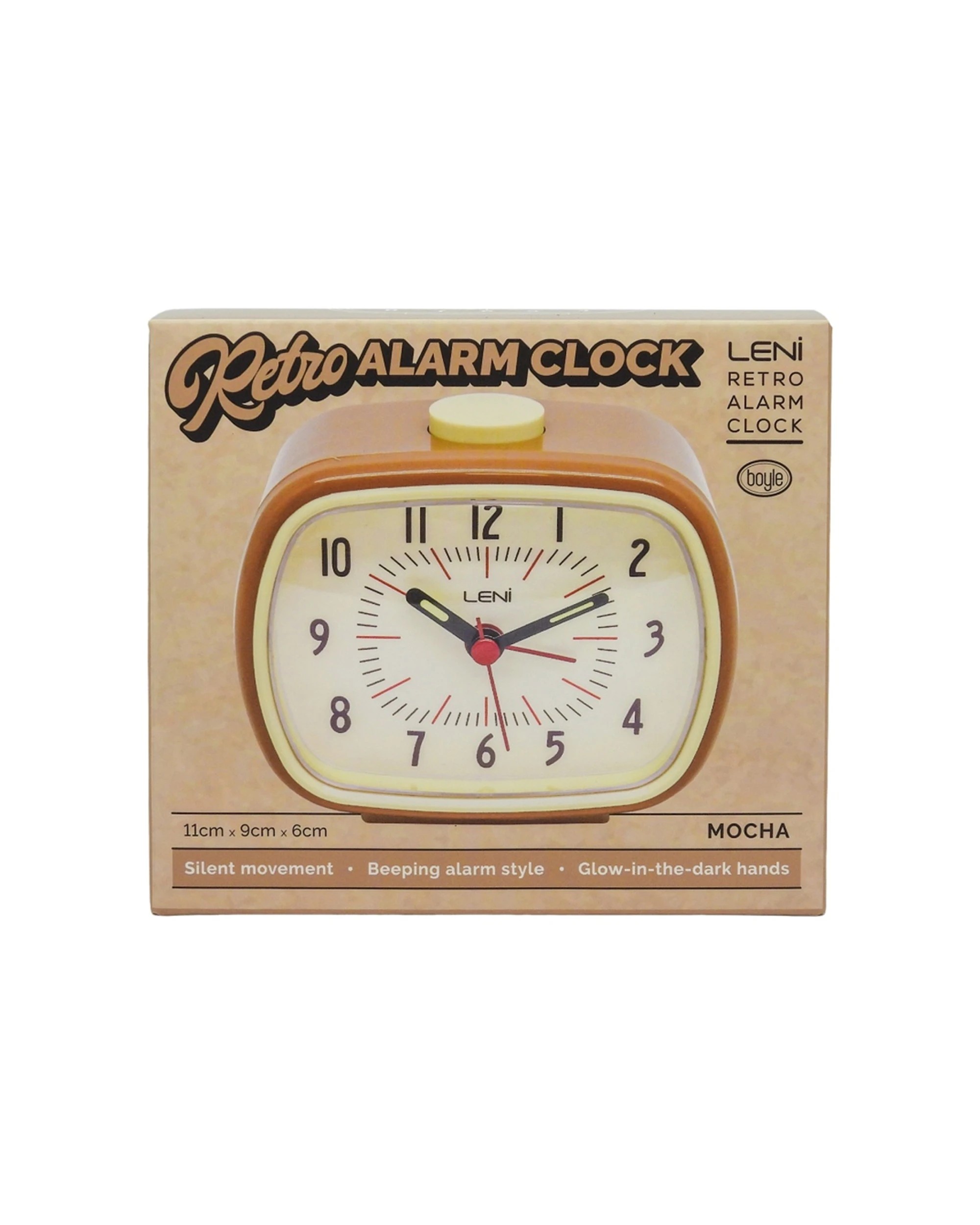 6 Leni Retro 9cm Alarm Clock Luminescent Hands Audible Beep-Beep Alarm - Brown, 6 of 8